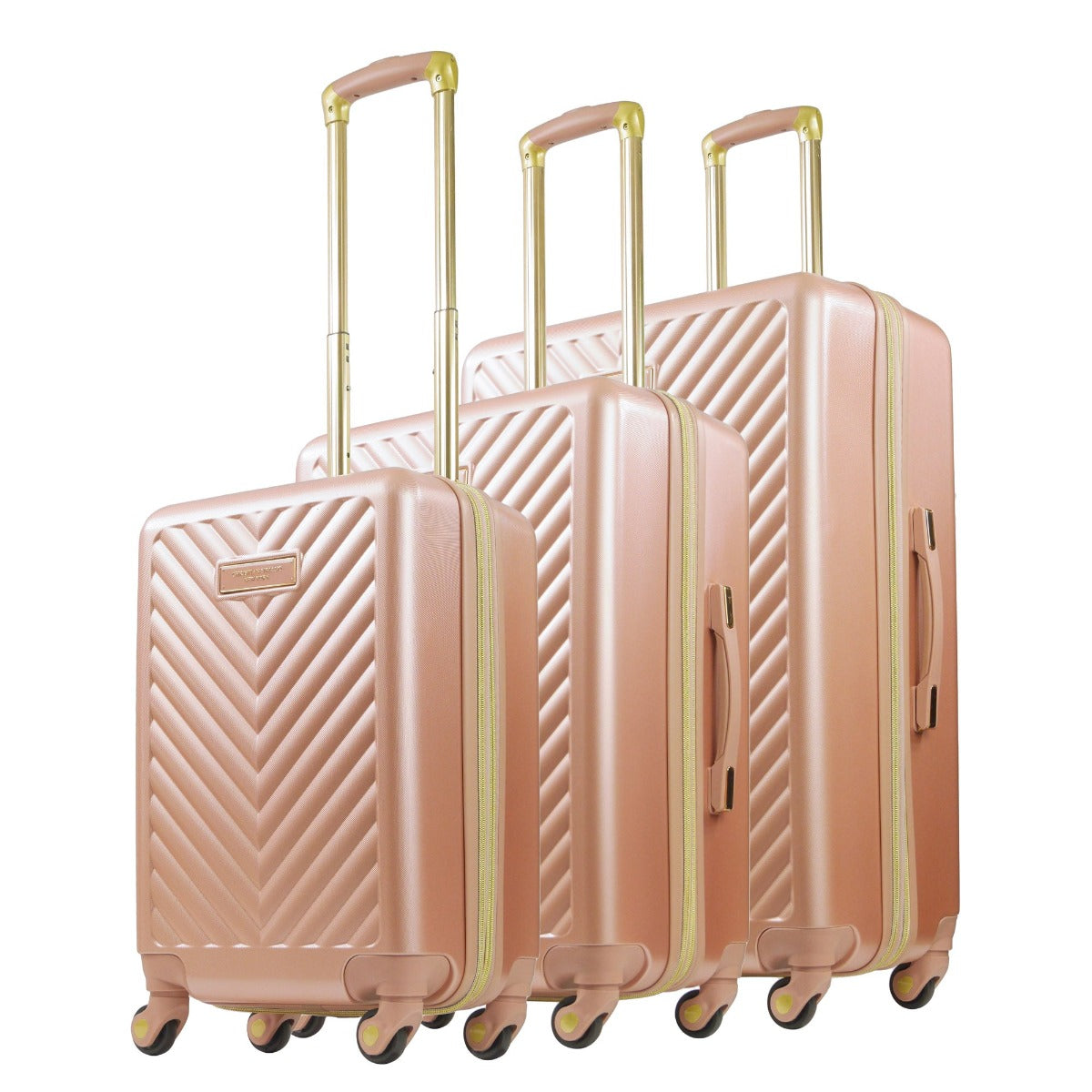 Christian Siriano New York Addie rose gold 3 piece luggage set - best durable suitcases for travel