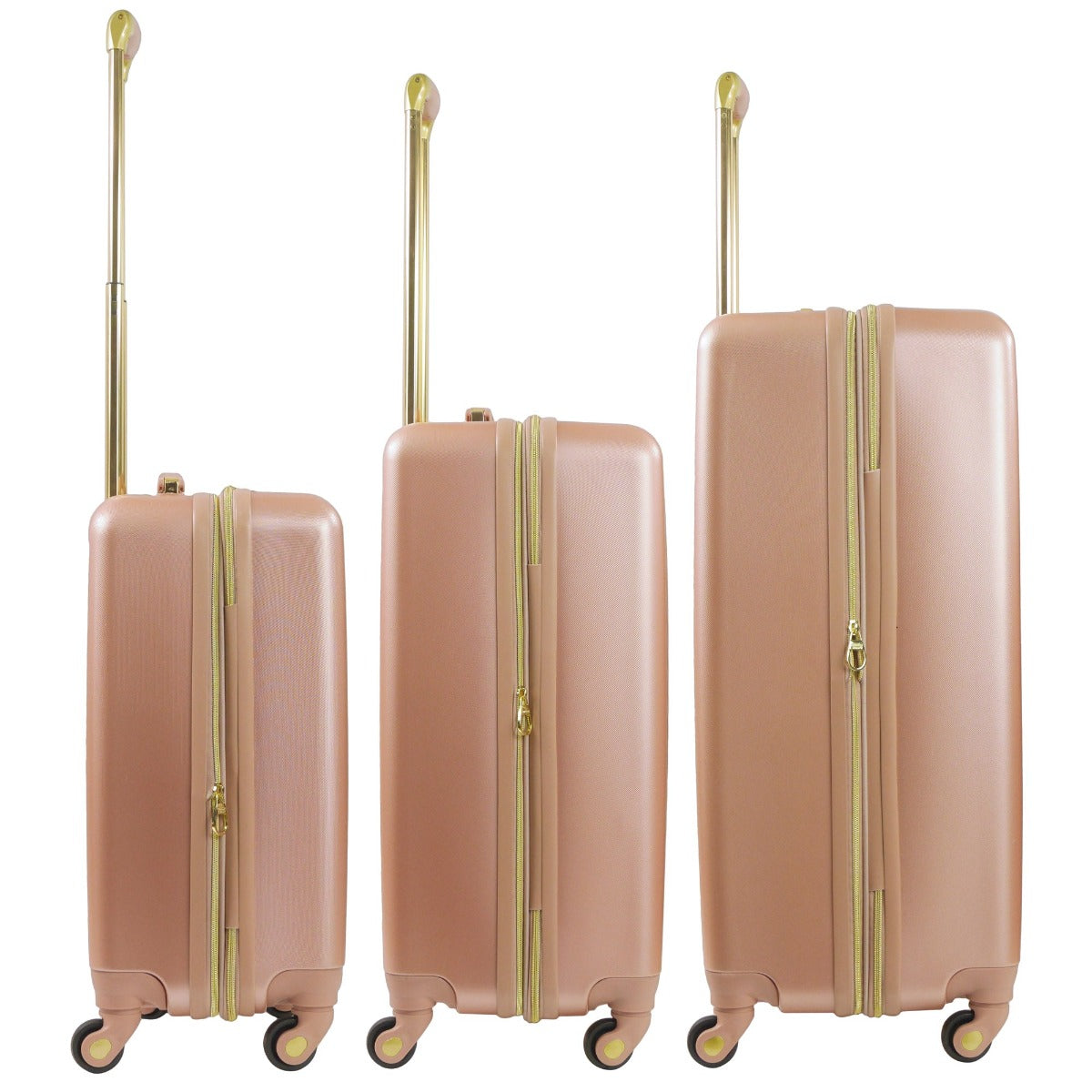 Christian Siriano New York Addie rose gold 3 piece hardside spinner luggage set - best suitcase sets for travelling