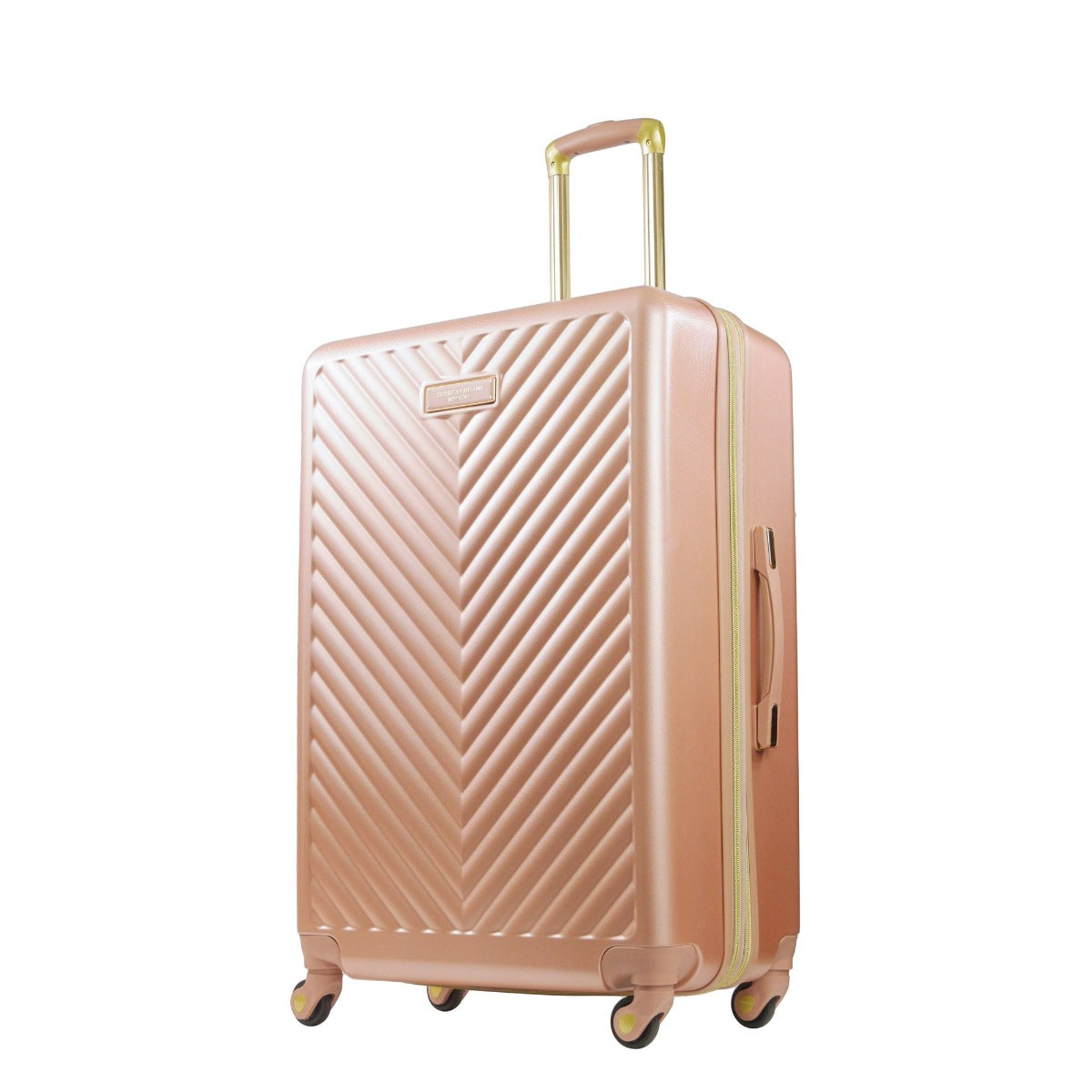 Christian Siriano Addie 29 inch checked luggage hardside spinner suitcase rose gold - best suitcases for travel 