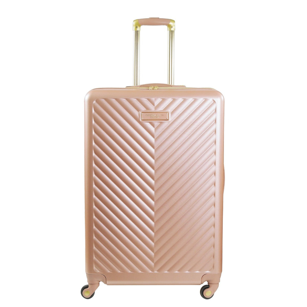 Christian Siriano Addie 29" checked luggage hardside spinner suitcase rose gold - best durable checked luggage