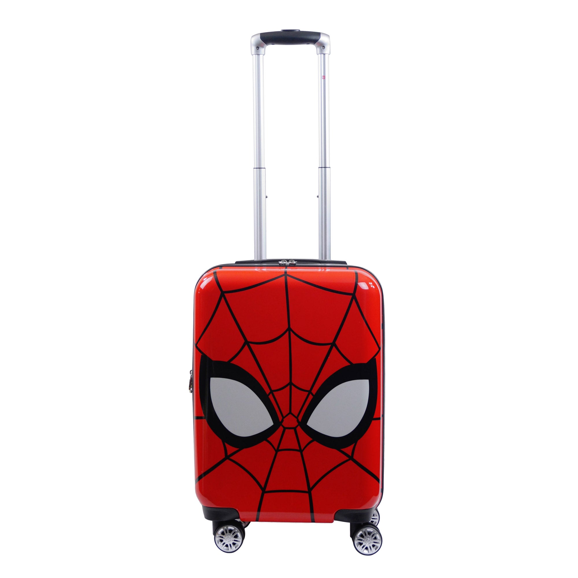 Marvel Spiderman Mask FŪL 21" Hard Rolling carry-on suitcase Luggage Red and 360 degree moving spinner wheels - best spinner suitcase for traveling