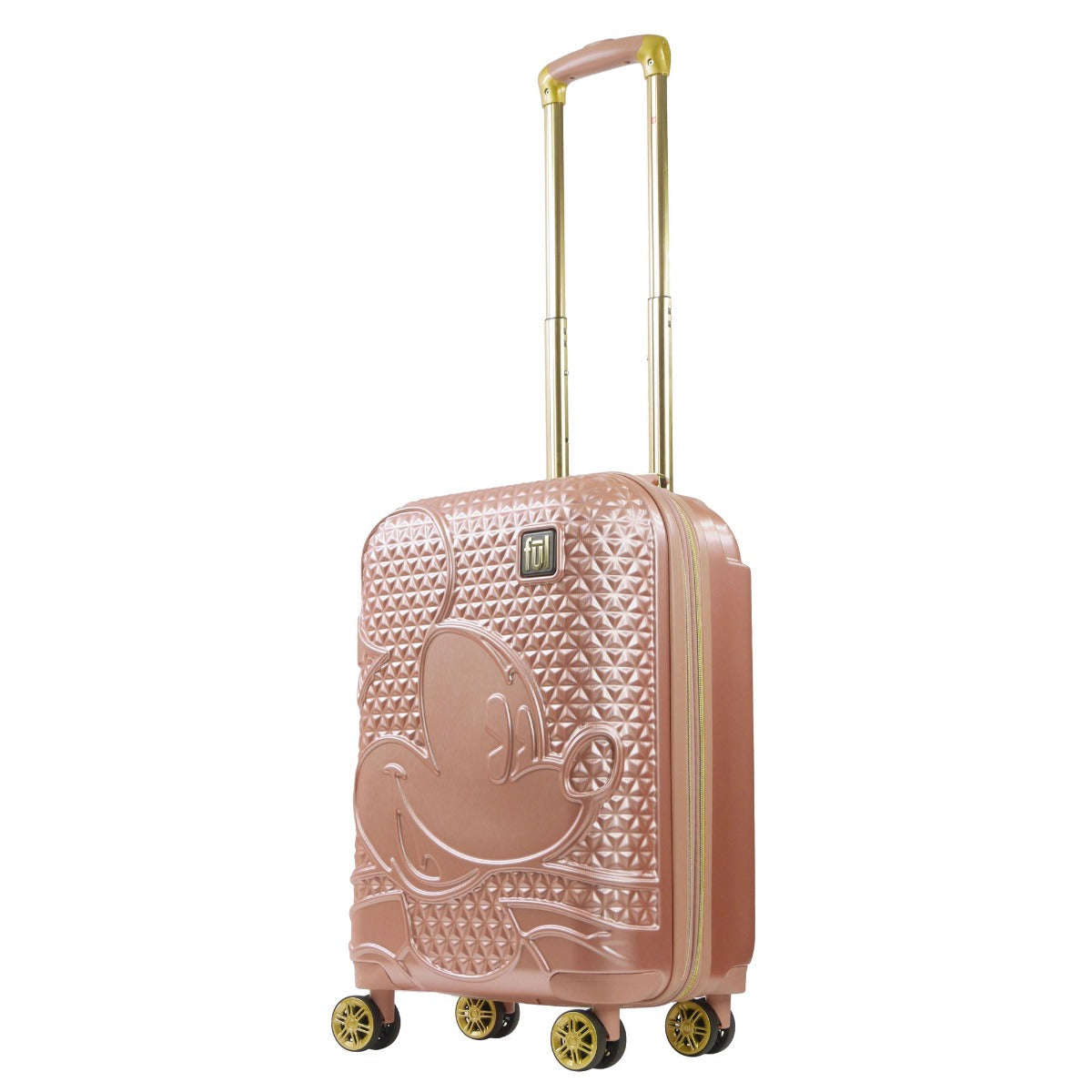 Rose gold Ful Disney Mickey Mouse 22.5" carry-on hardside spinner luggage with 2 id tags - best hard suitcase for travel