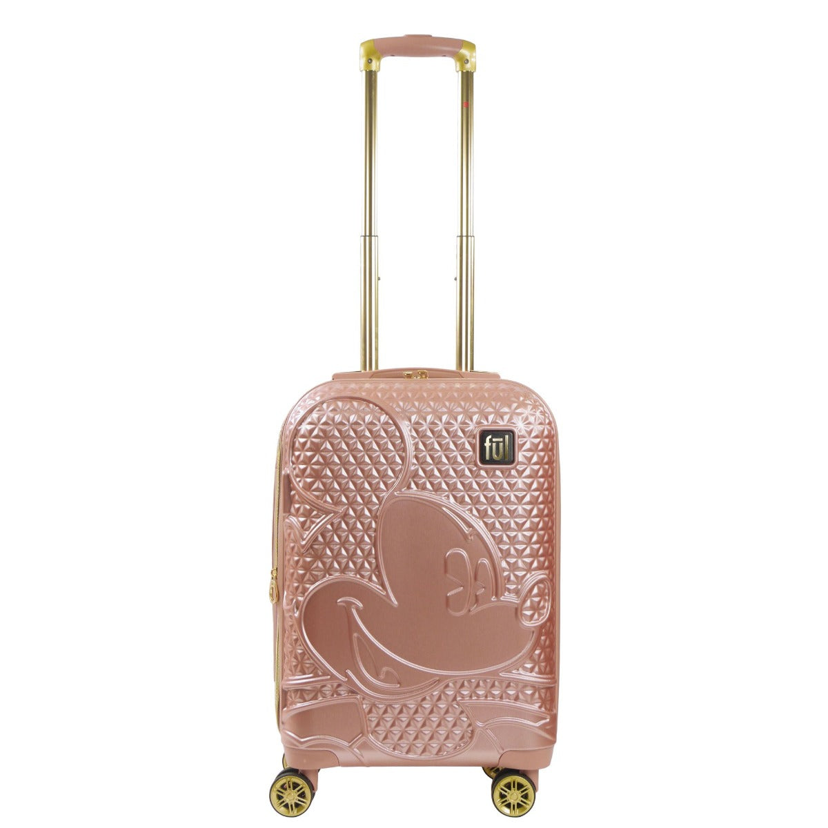 Rose gold Ful Disney Mickey Mouse 22.5 inch hardside spinner suitcase with 2 id tags - best carry-on luggage for traveling