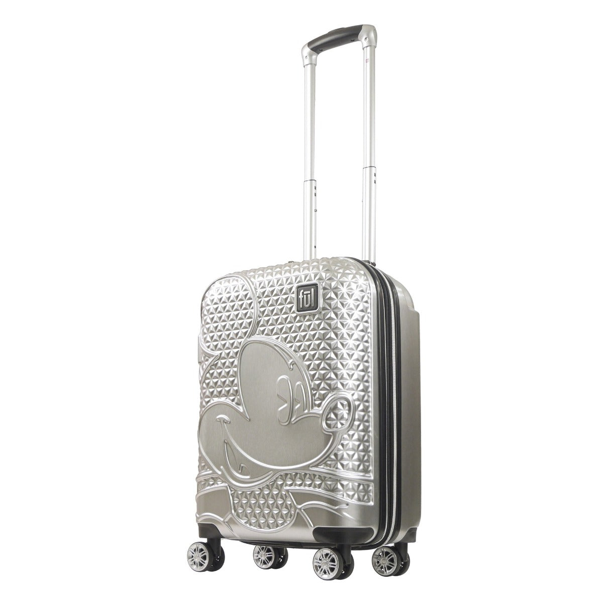 Adult Disney Luggage Mickey Mouse Texture Rolling Hard Sided Carry-on Spinner Suitcase Silver 22.5"