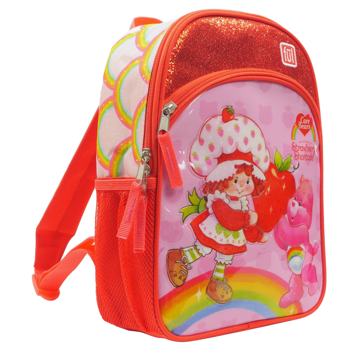 Make every adventure sweet with the Strawberry Shortcake and Care Bears 2-Piece Travel Set by Ful, a 21" rolling suitcase with a matching 13" backpack.