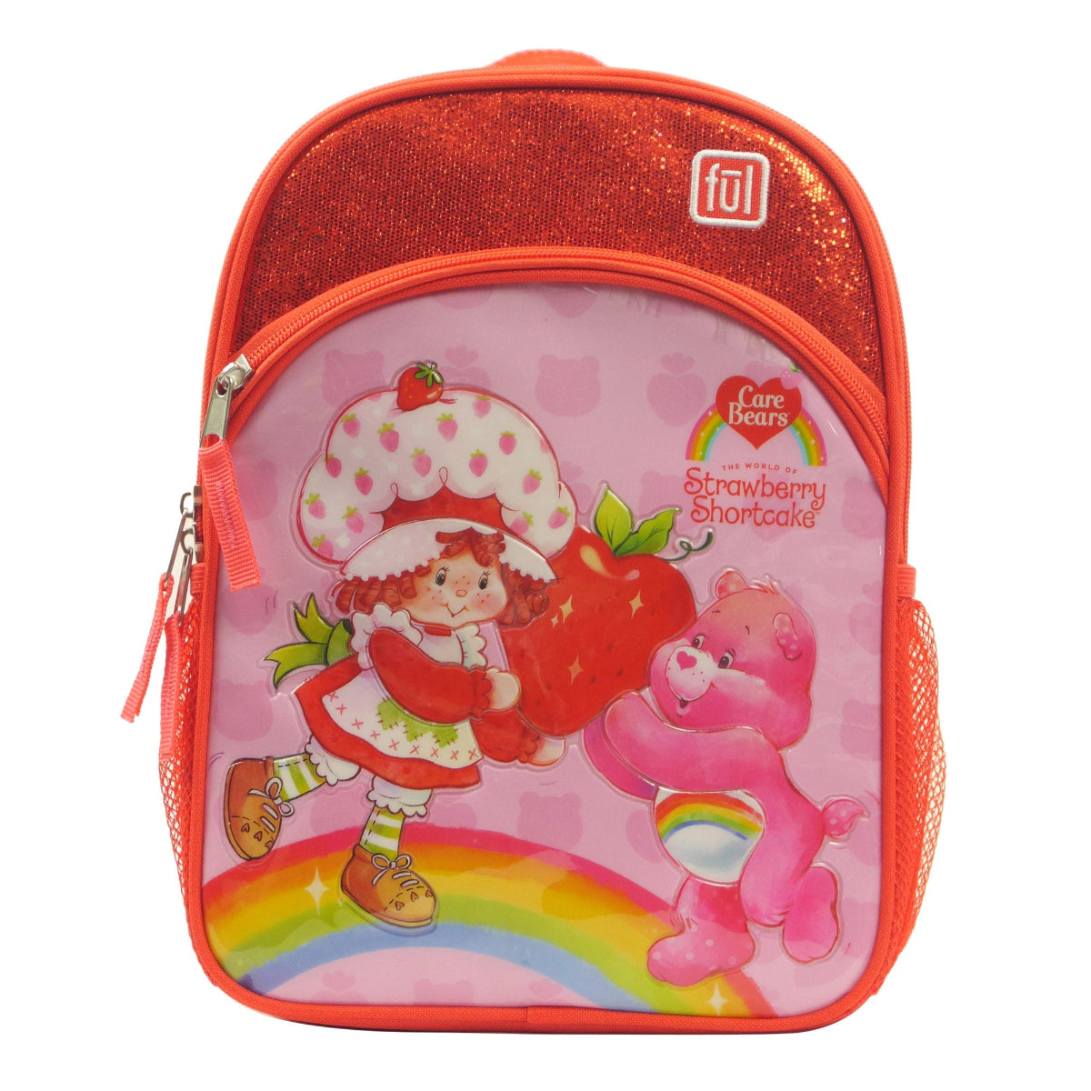 Make every adventure sweet with the Strawberry Shortcake and Care Bears 2-Piece Travel Set by Ful, a 21" rolling suitcase with a matching 13" backpack.