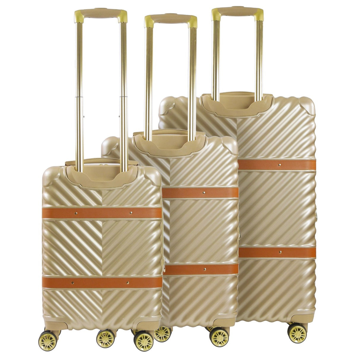 Christian Siriano New York Stella hardside spinner 3 piece suitcase set taupe - best durable luggage sets for families