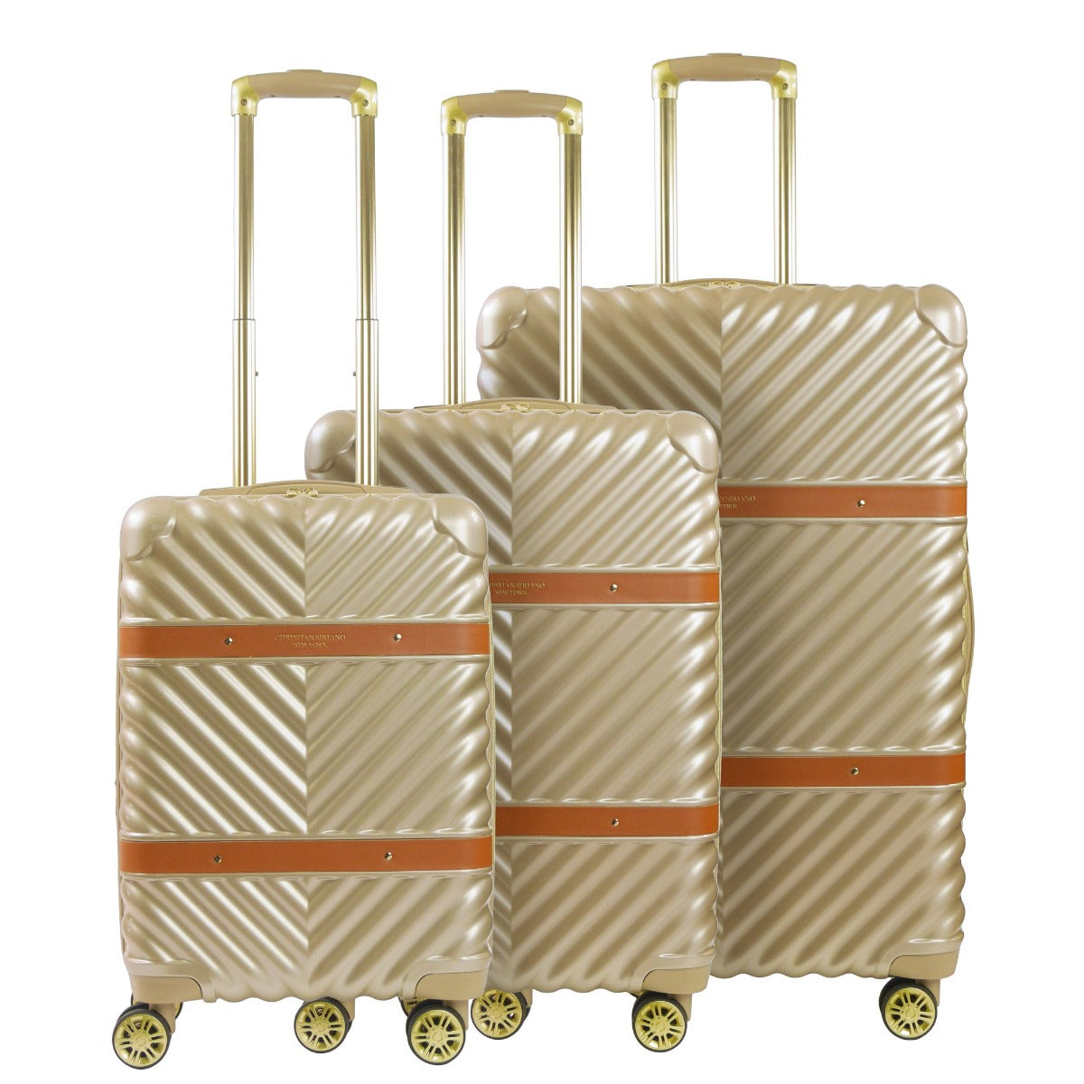 Christian Siriano New York Stella hardside spinner 3 piece suitcase set taupe - best durable suitcase sets for travel