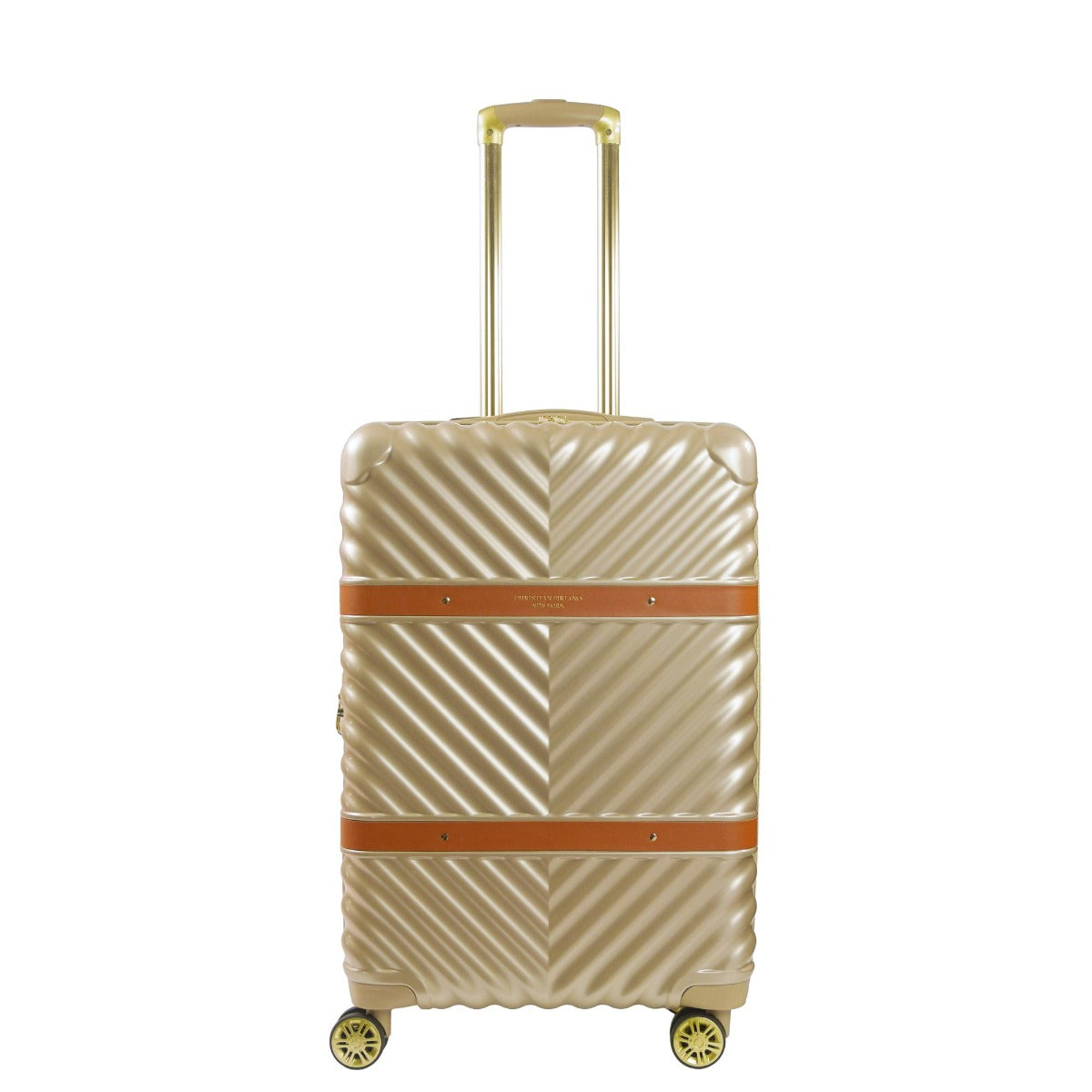 Christian Siriano New York Stella 25" hardside spinner luggage taupe - best durable checked suitcase for travel