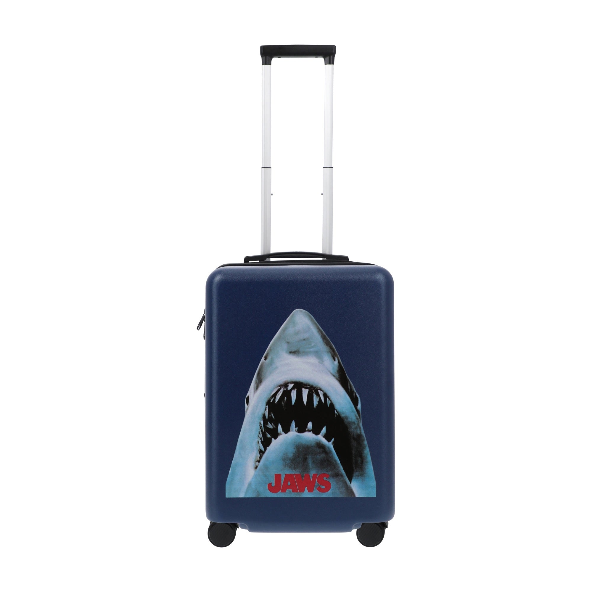 Navy blue NBC studios jaws 22.5" carry-on spinner suitcase luggage by Ful