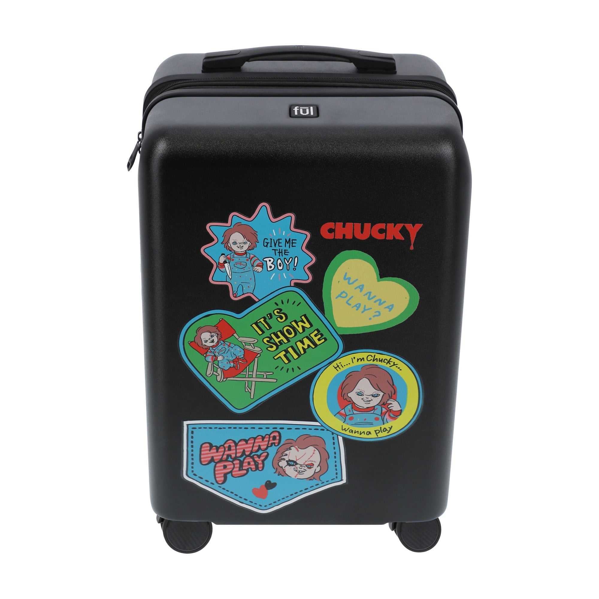 Black universal studios chucky 22.5" carry-on spinner suitcase luggage by Ful