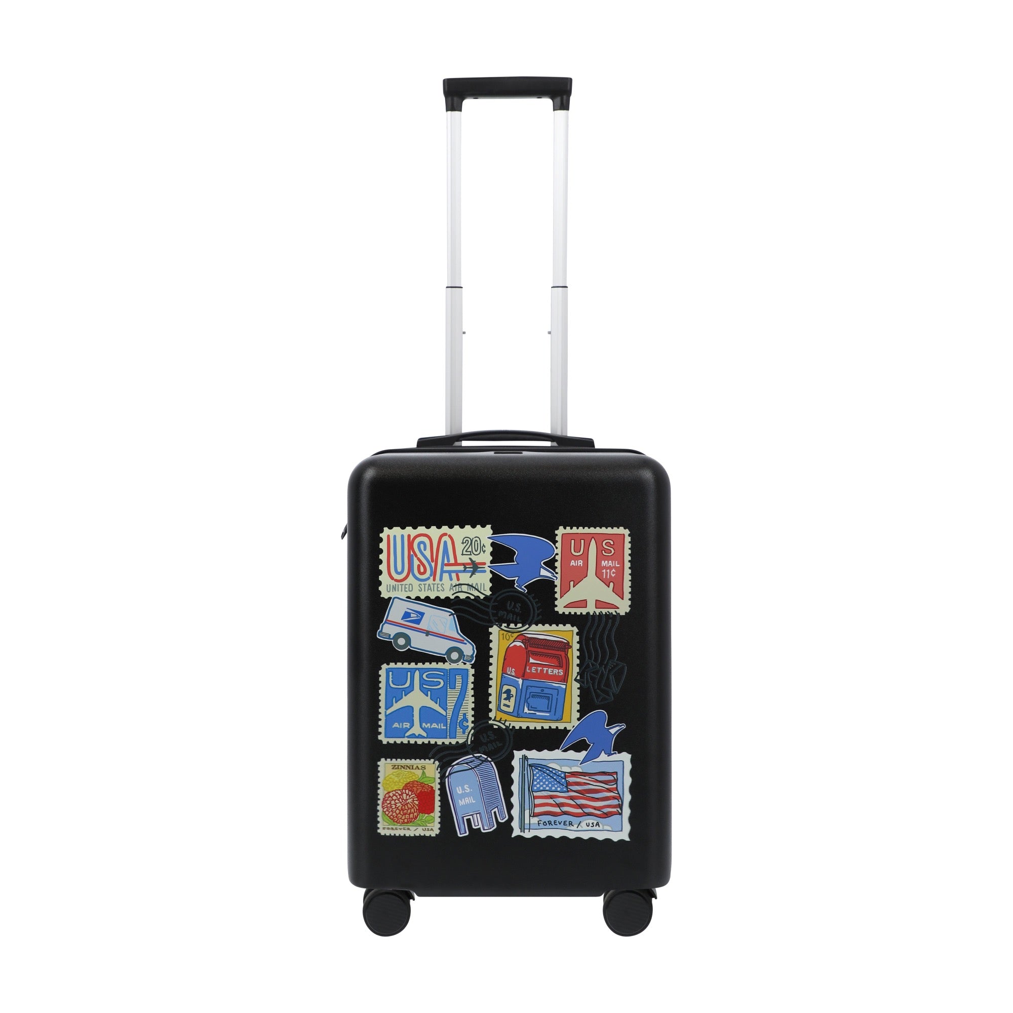 Black USPS 22.5" carry-on spinner suitcase luggage by Ful