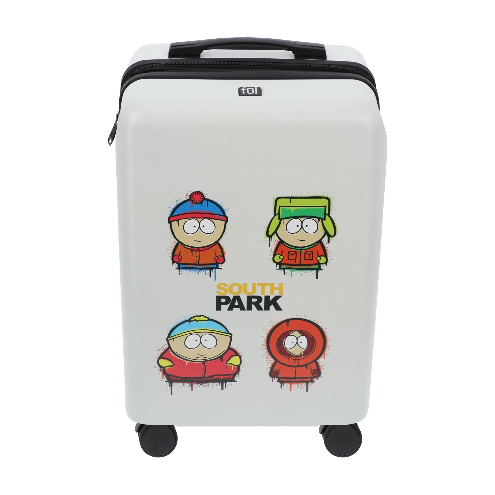 White paramount south park 22.5" carry-on spinner suitcase luggage by Ful