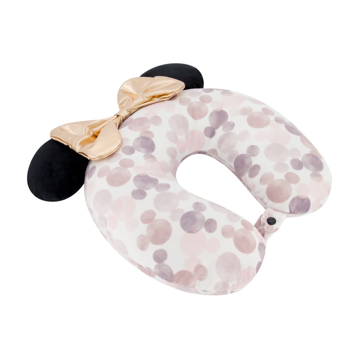 Disney Minnie Mouse Water Print 3D black Ears & soft yellow Bow Travel Pillow