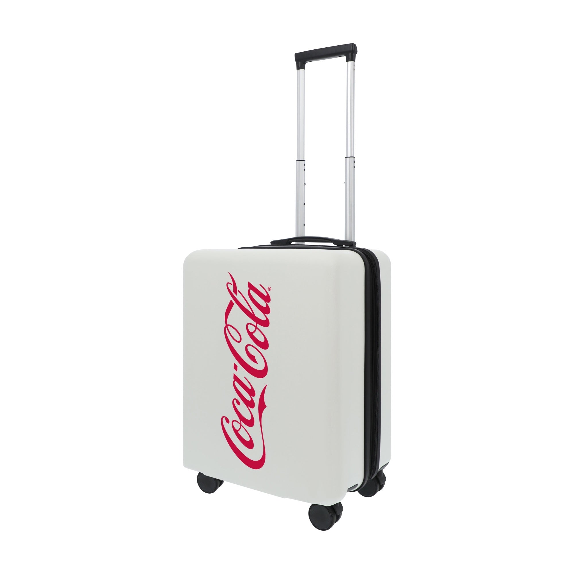 White Coca Cola 22.5" carry-on spinner suitcase rolling luggage by Ful