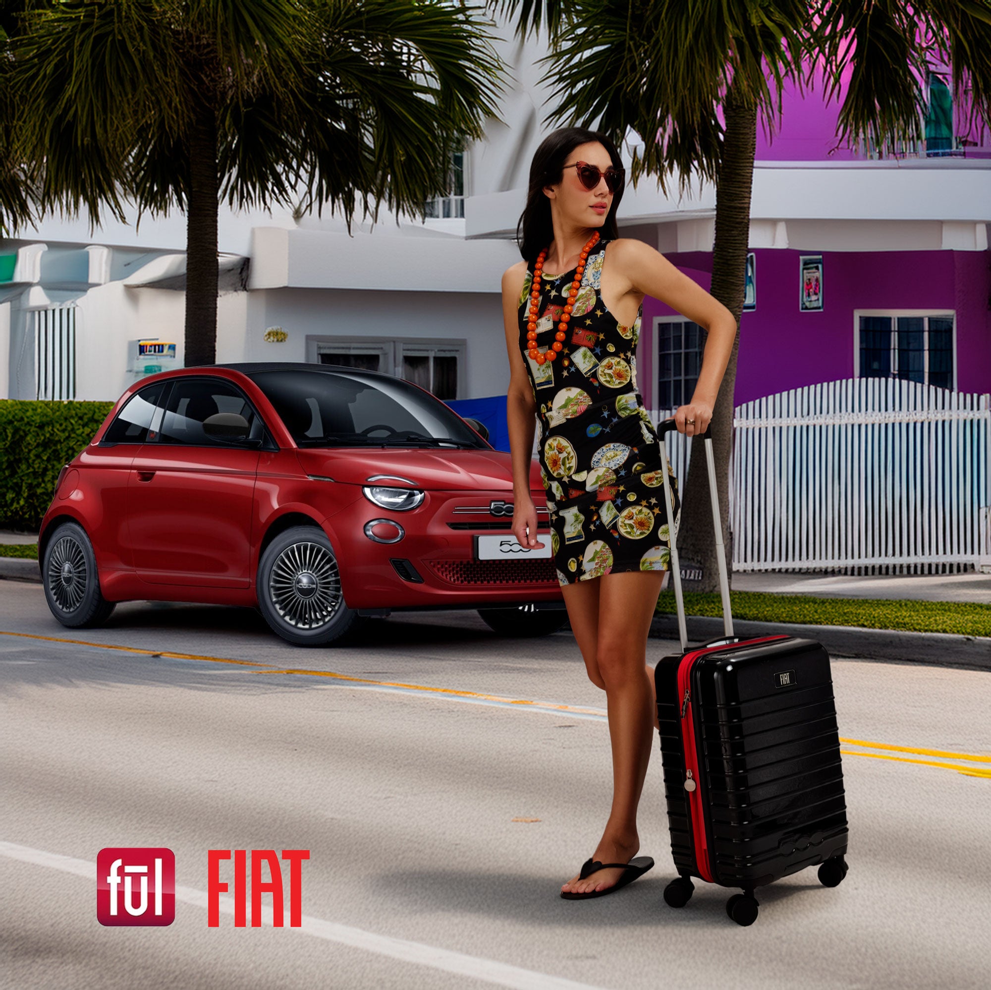 Fiat 500 x FUL 22" Expandable Hardside Carry-On Spinner, Black