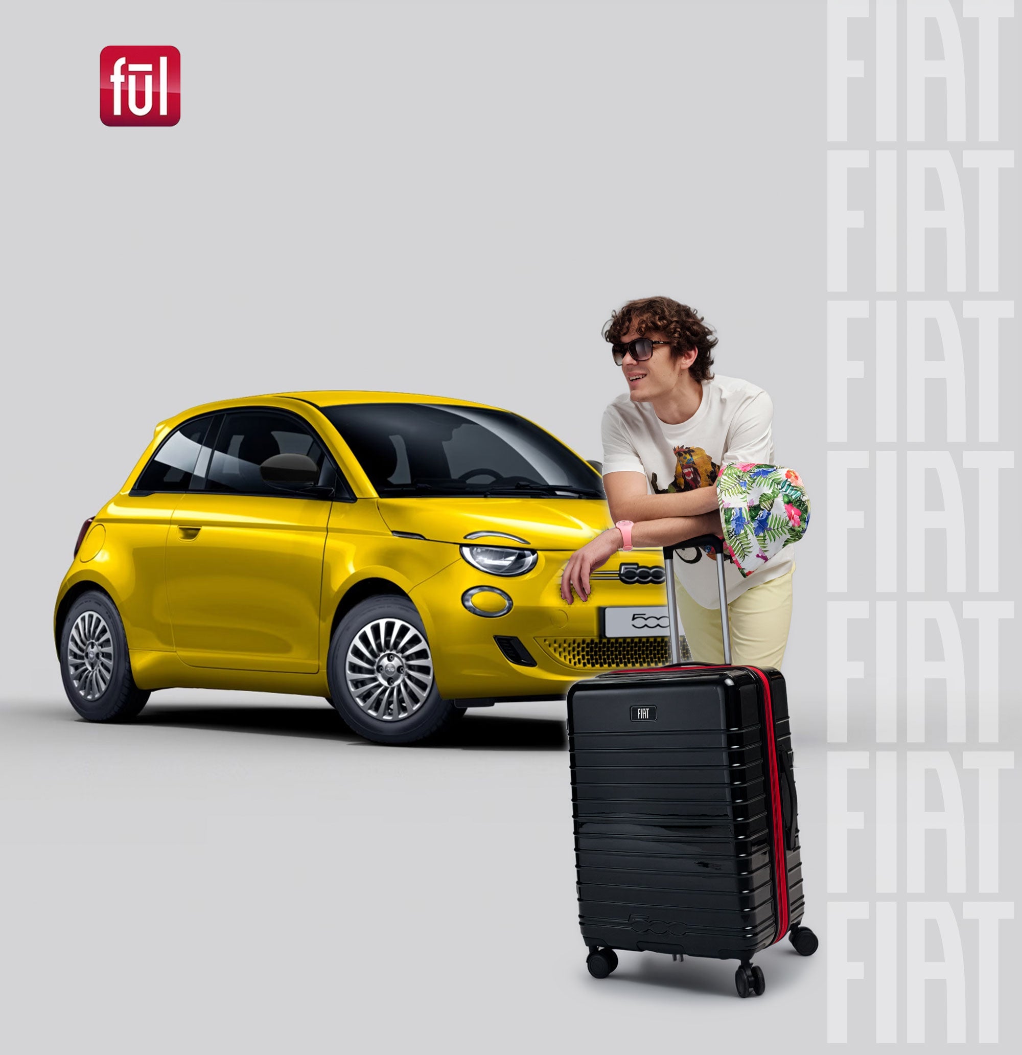 Fiat 500 x FUL 26.5" Expandable Hardside Spinner Luggage, Black
