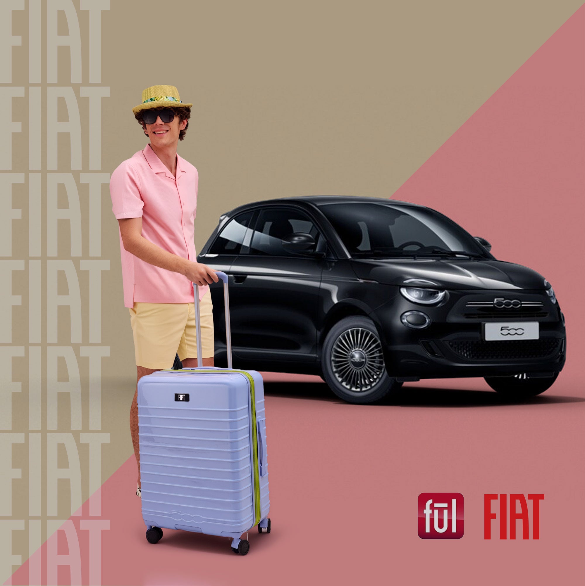 Fiat 500 x FUL 26.5" Expandable Hardside Spinner Luggage, Light Blue