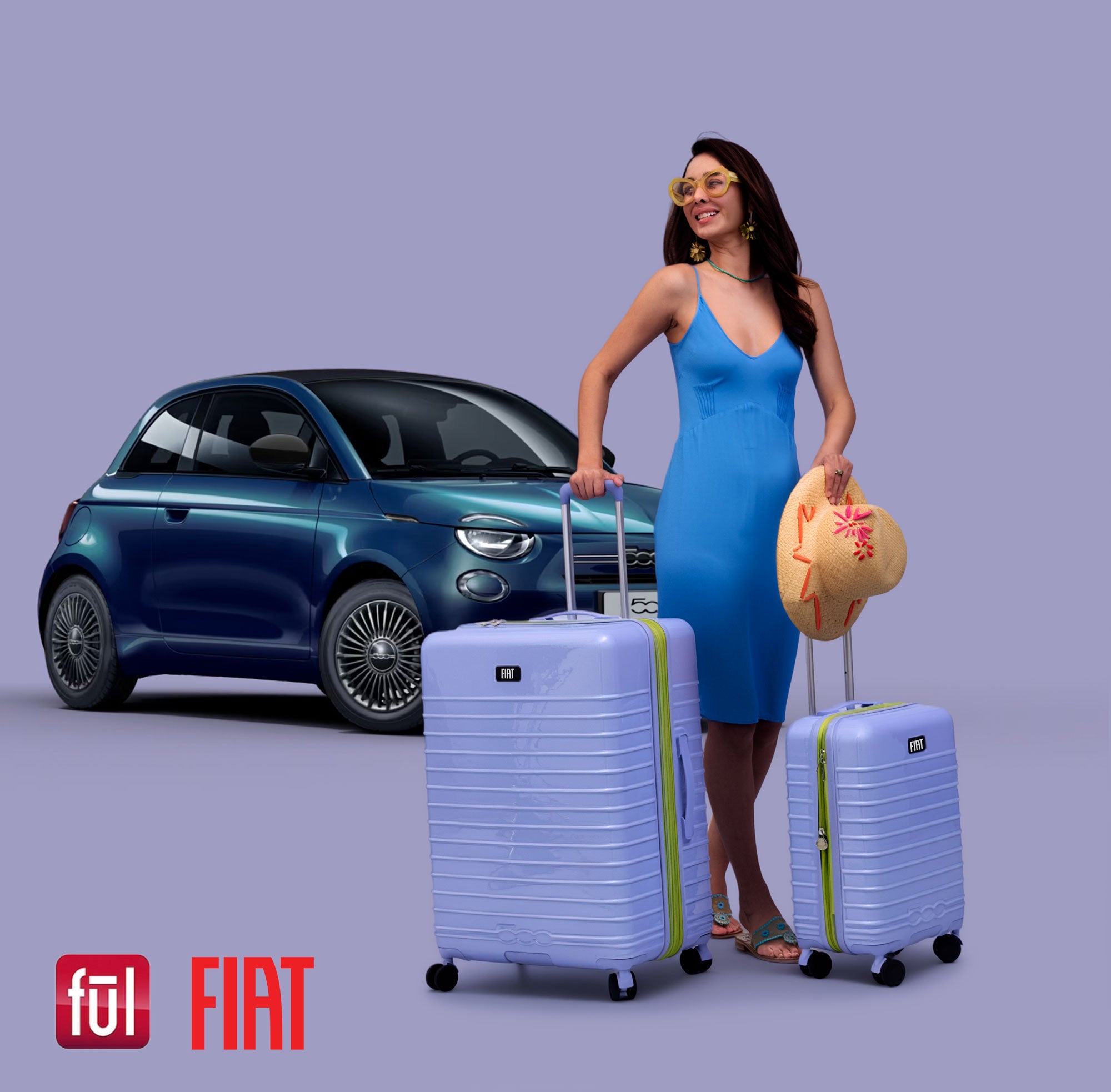Fiat 500 x FUL 22" Expandable Hardside Carry-On Spinner, Light Blue