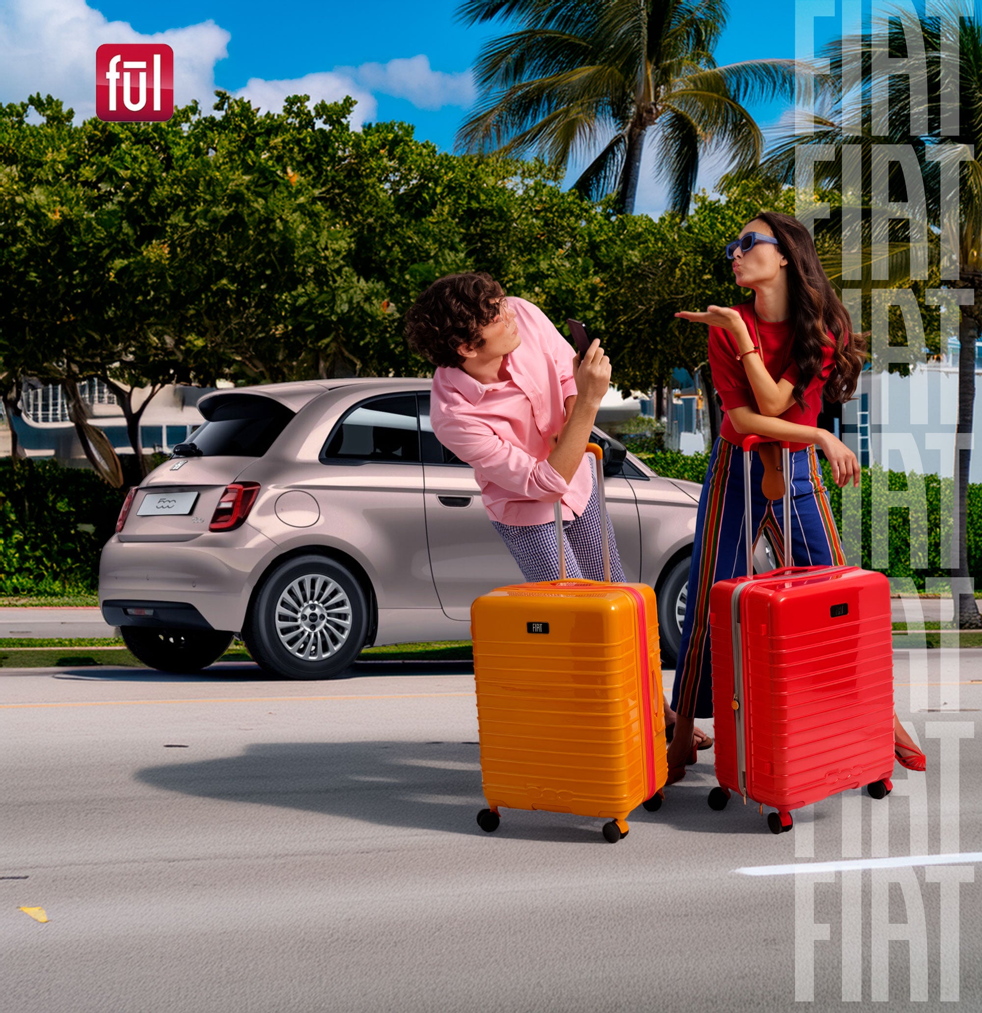 Fiat 500 x FUL 22" Expandable Hardside Carry-On Spinner, Red