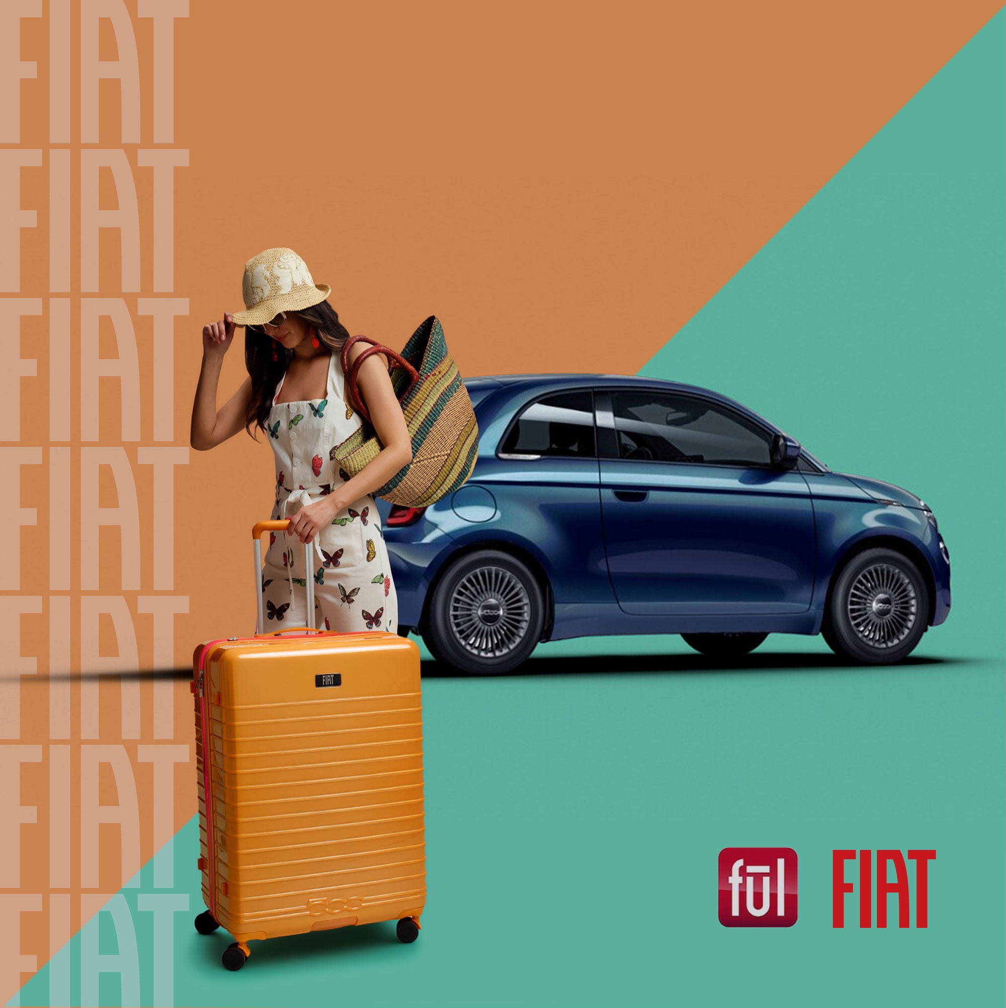 Fiat 500 x FUL 31.5" Expandable Hardside Spinner Luggage, Orange