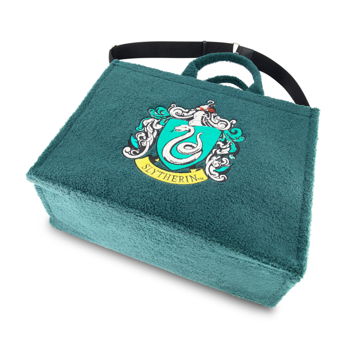 Harry Potter Slytherin Crest Sherpa Travel Green Tote with Trolley Band and adjustable removable shoulder strap