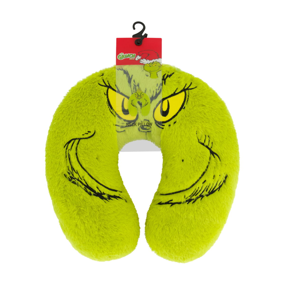 Green Grinch Big Face, the best travel neck pillow packaging.