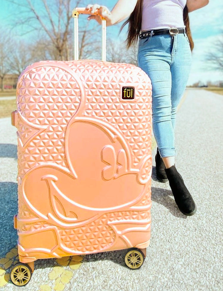 Disney Mickey Mouse Classic Textured 29 inch Rose Gold Hardsided Spinner Suitcase Checked Luggage
