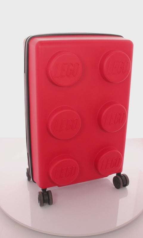 Red Lego Signature Brick Trolley 22-inch carry-on hardside rolling luggage spinner suitcase for traveling