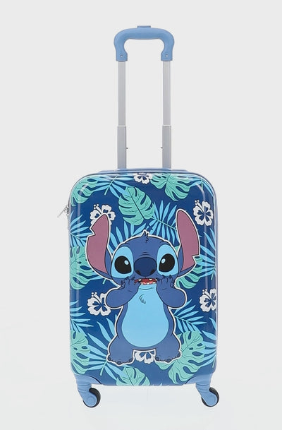 Blue Disney Ful Stitch tropical leaves 21 inch carry-on rolling luggage for kids