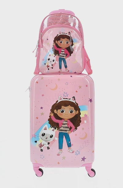 Gabby's Dollhouse sketch your dreams matching 2 piece set - kids carry-on 21 inch spinner suitcase and 13 inch backpack for traveling