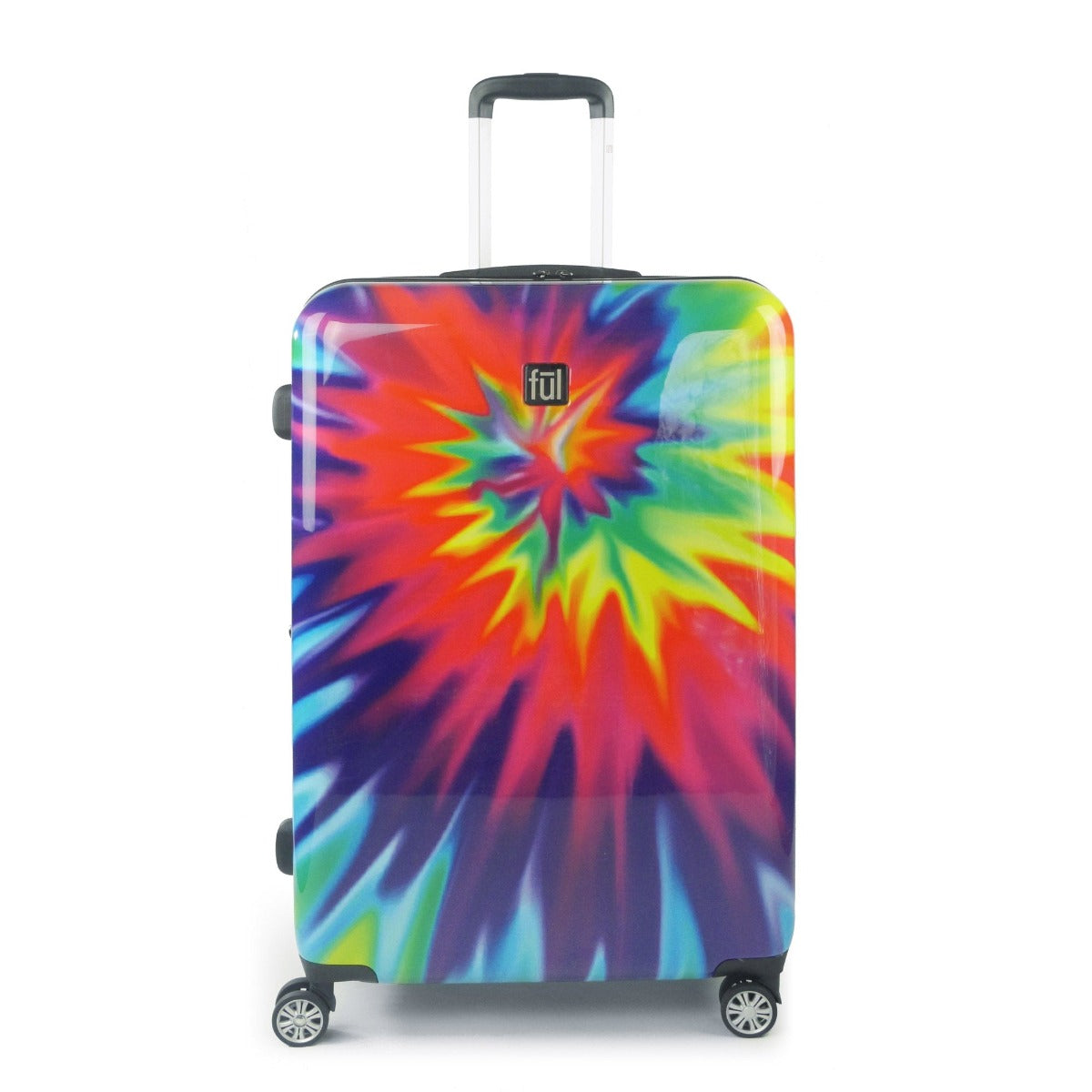 Ful Hard sided Tie dye rainbow swirl 28 inch spinner rolling suitcase checked luggage