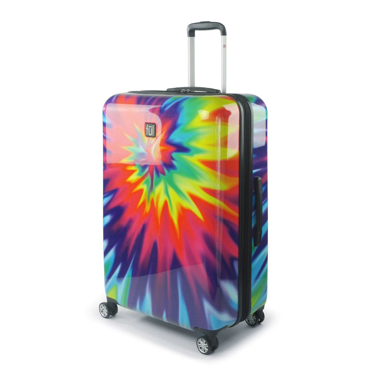 Ful Hard sided Tie dye rainbow swirl 28-inch spinner rolling suitcase checked luggage