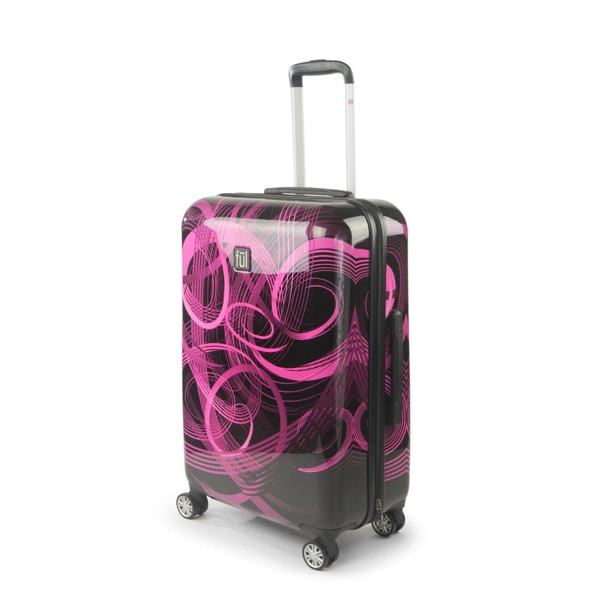 FUL Rolling Luggage Pink Neon Laser 24" Pink and Black