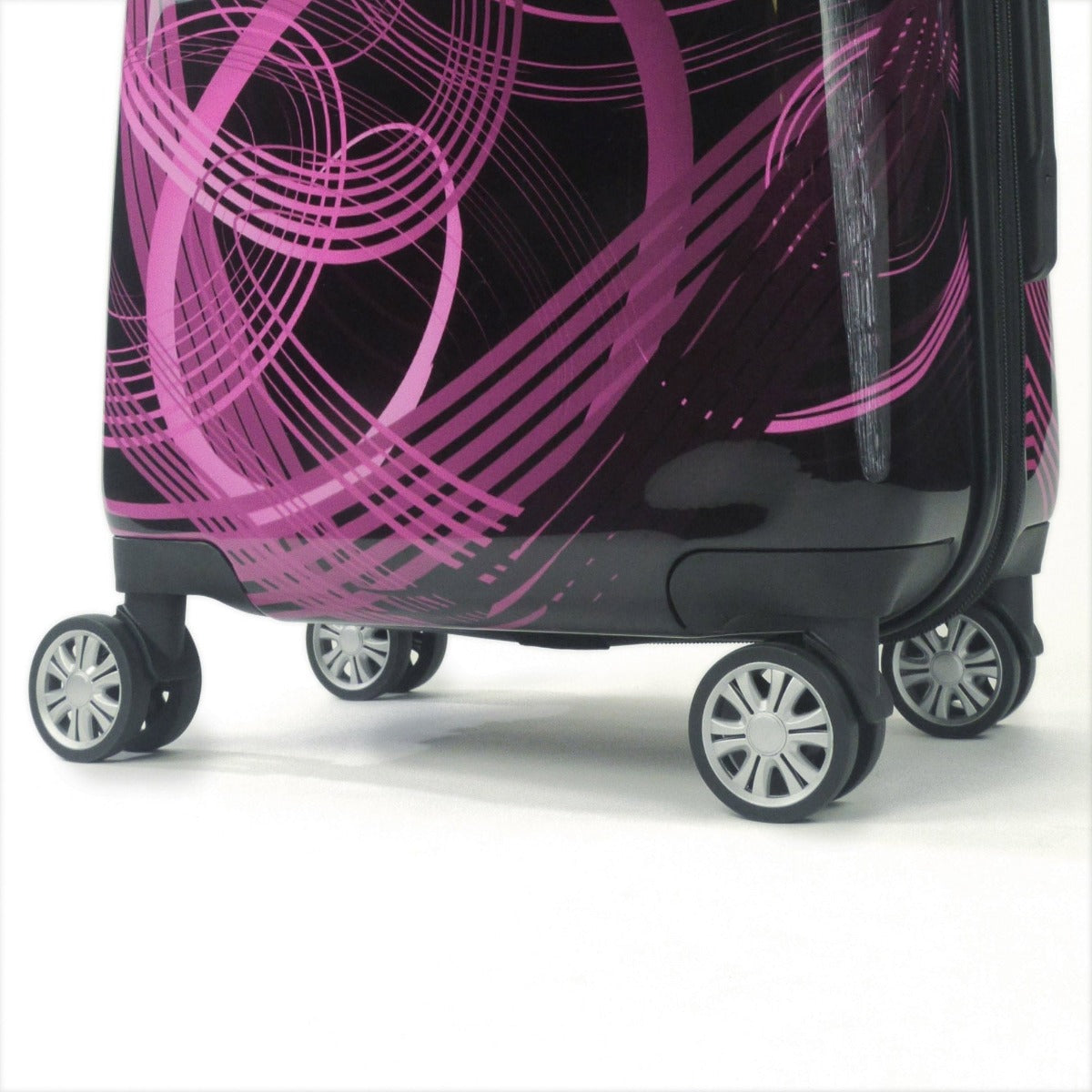 FUL Rolling Luggage Pink Neon Laser 22 inch Carry on Hard Sided 360 Spinner Wheels
