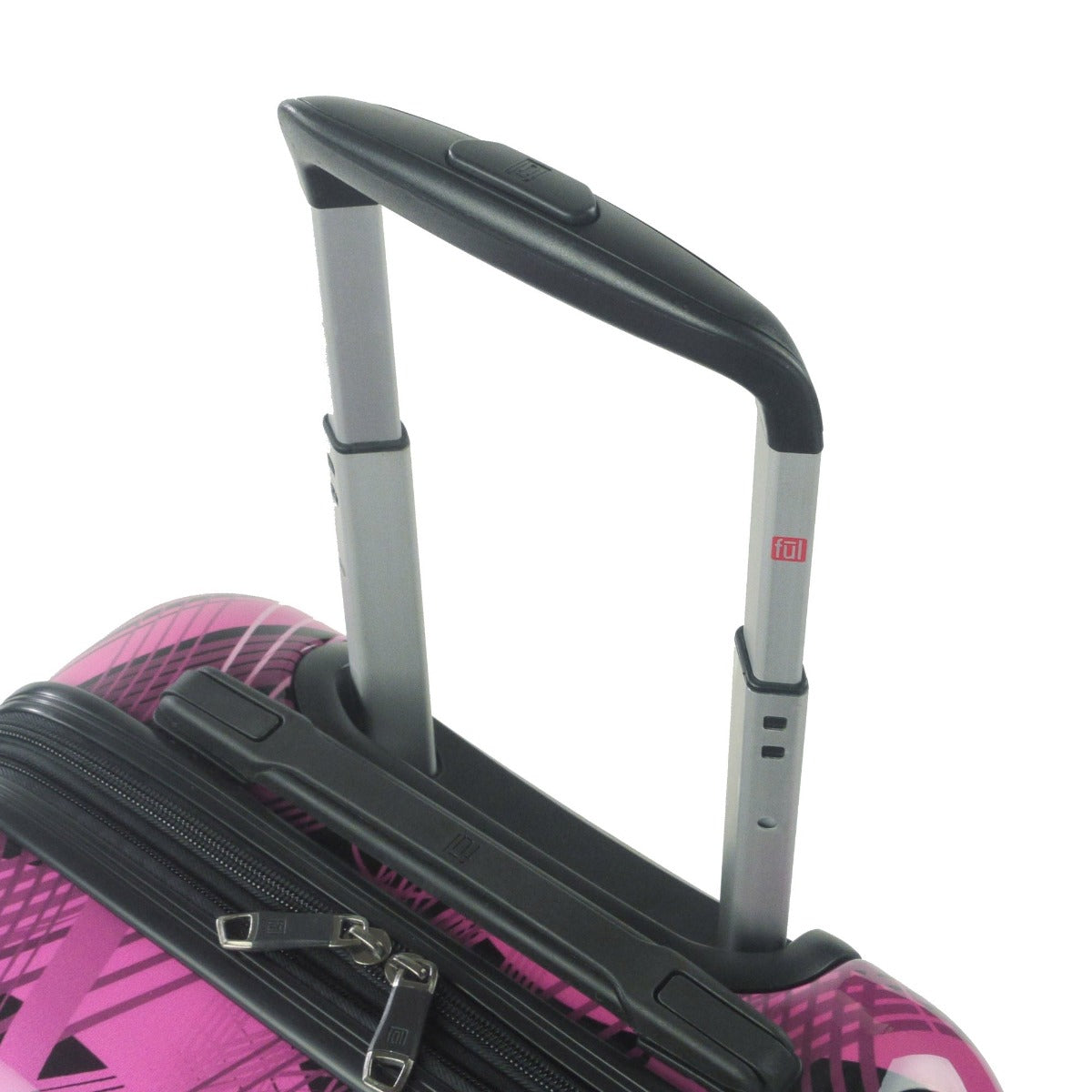 FUL Rolling Luggage Pink Neon Laser 22 inch Carry on Hard Sided Retractable Handle