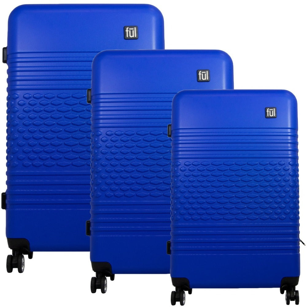 Textured Hard Sided Luggage, 31, 27, and 23in Suitcases-Ful Luggage Blue 3-Piece Set
