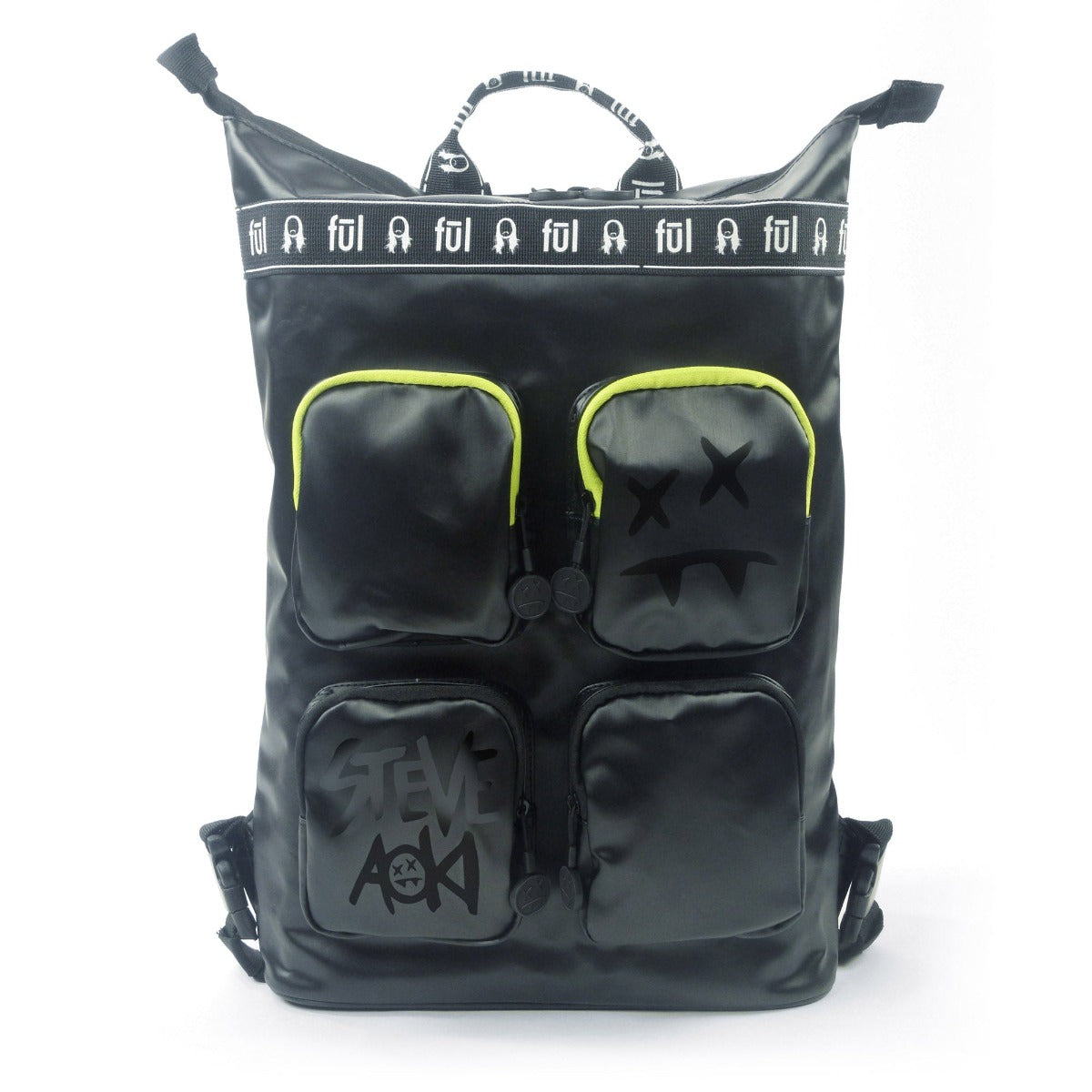 Steve Aoki FŪL FANG Convertible Tote Carry-On Backpack Black