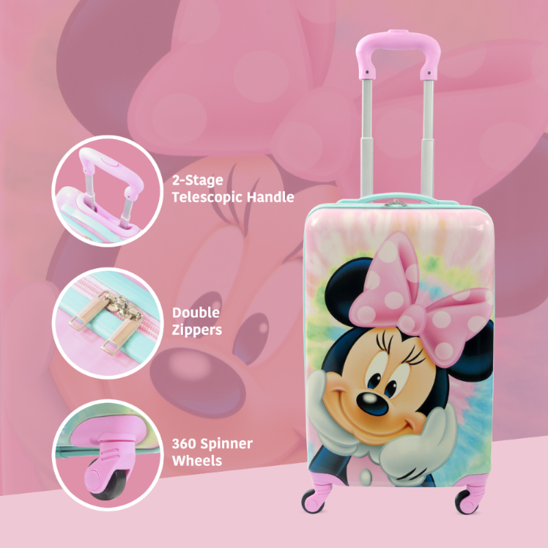 Ful Disney minnie mouse tye dye kids 21 inch spinner suitcase hardside - best travelling carry on luggage for kids