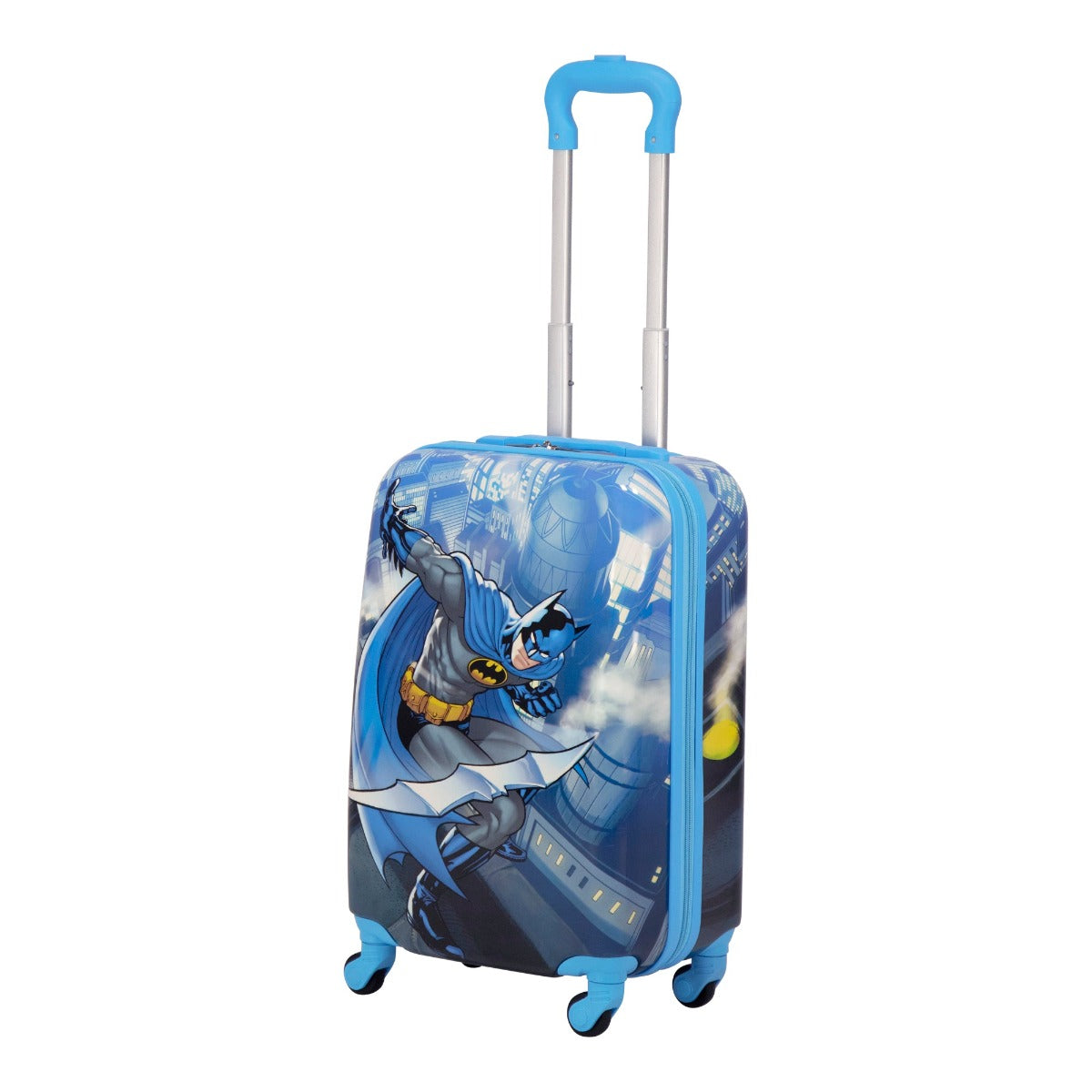 DC Comics Ful Batman Rooftop Hardside Spinner Carry on Suitcase - Blue 21 inch Best Rolling Luggage for Kids