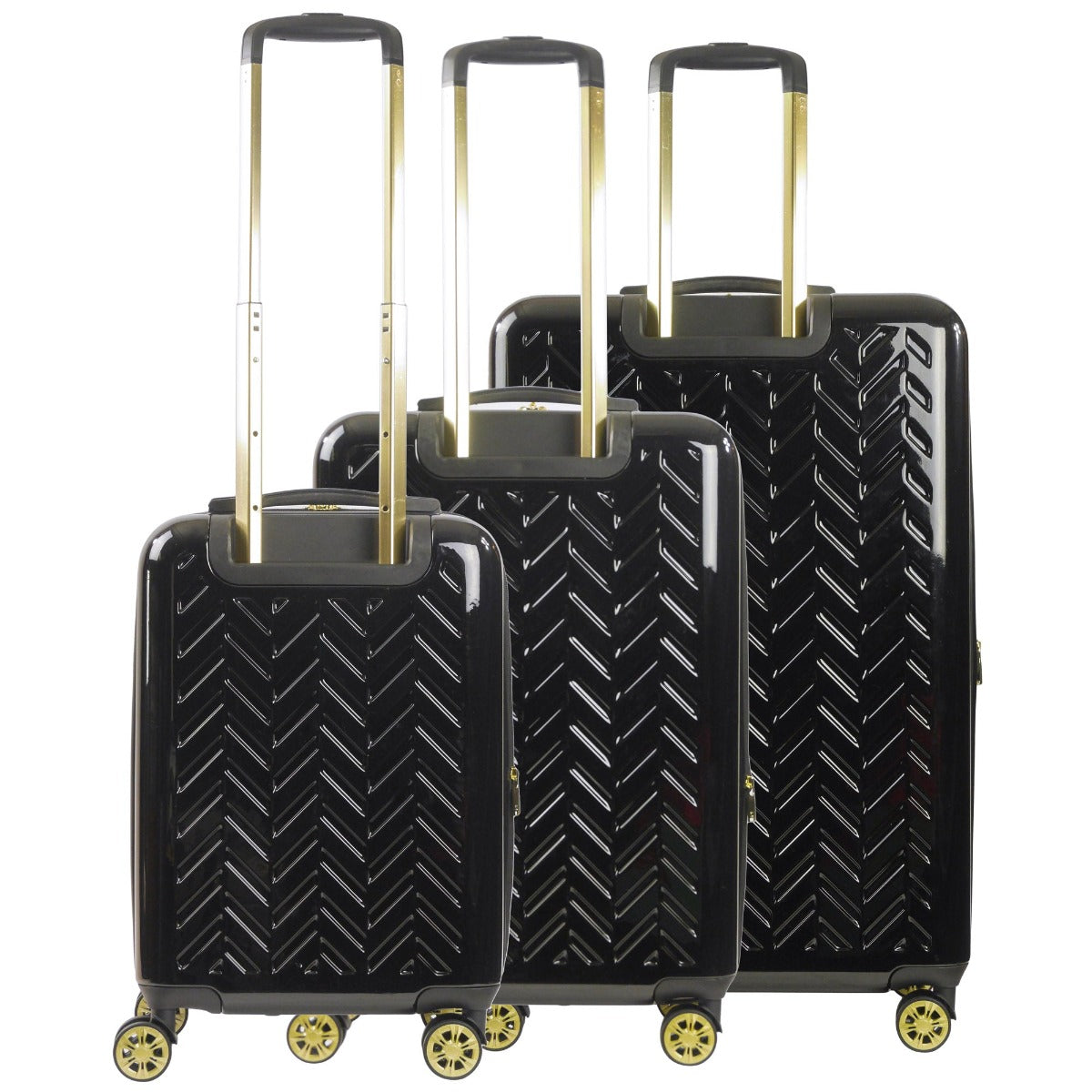Ful Groove hardside spinner suitcase 3 Pc black gold detail luggage Set
