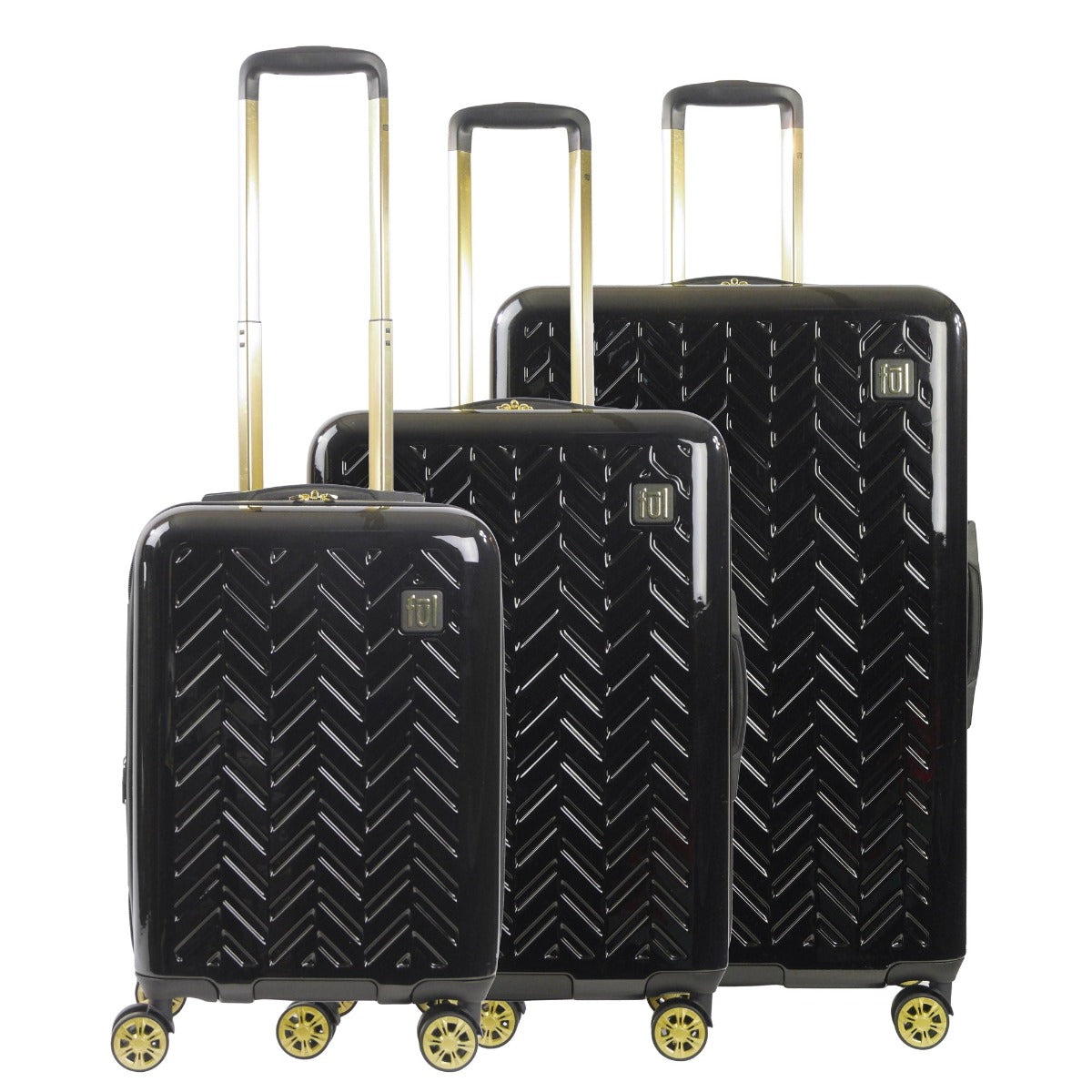 Ful Groove hardside spinner suitcase 3 Pc black luggage set 22 inch 27 inch 31 inch