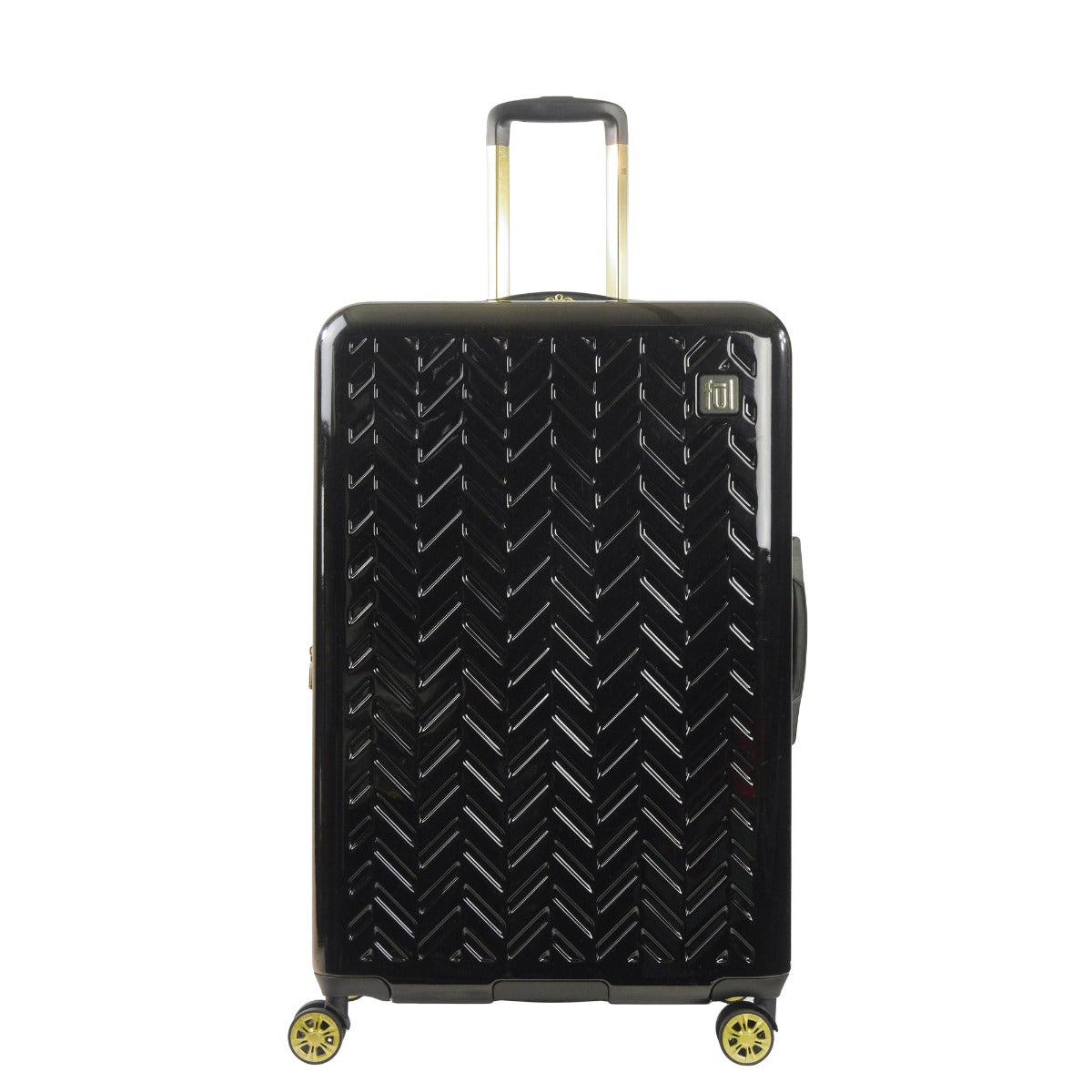 Ful Groove 31 inch hardside spinner suitcase checked black luggage gold details