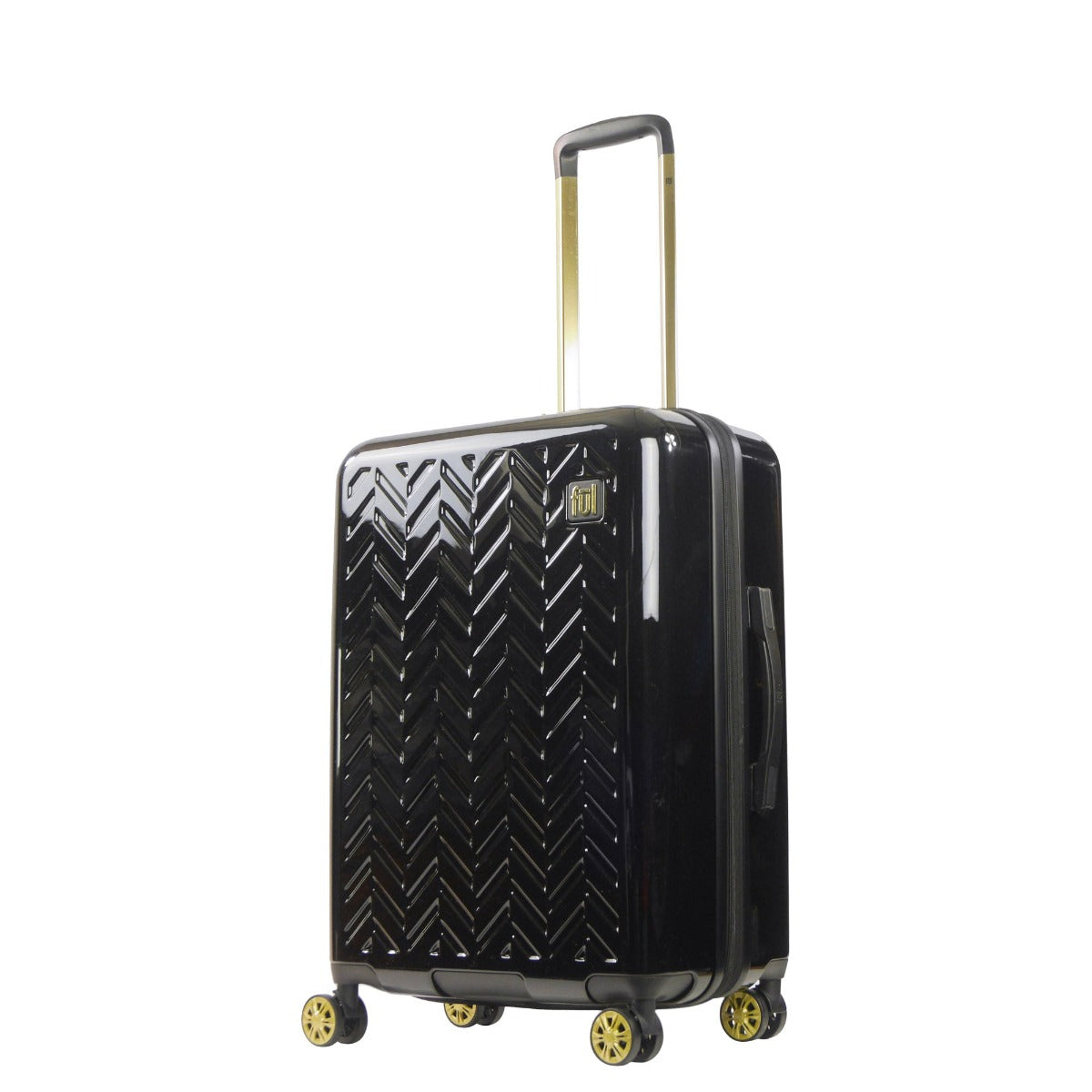 Ful Groove 27" hardside spinner suitcase check-in black luggage gold details