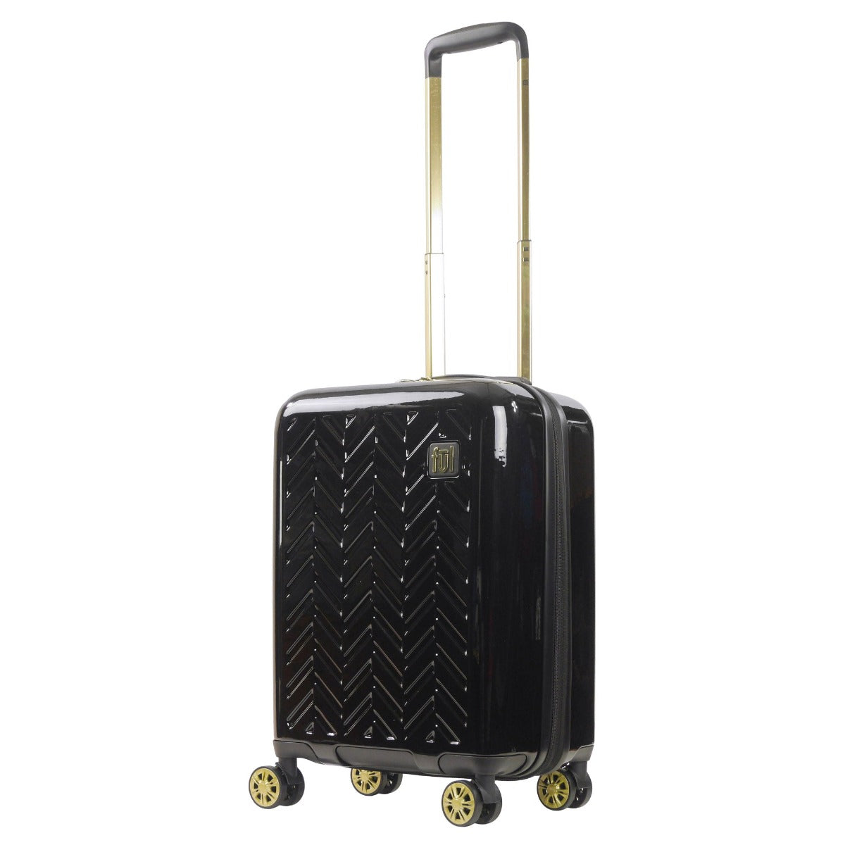 Ful Groove 22 inch carry-on hardside degree spinner suitcase Black luggage gold details