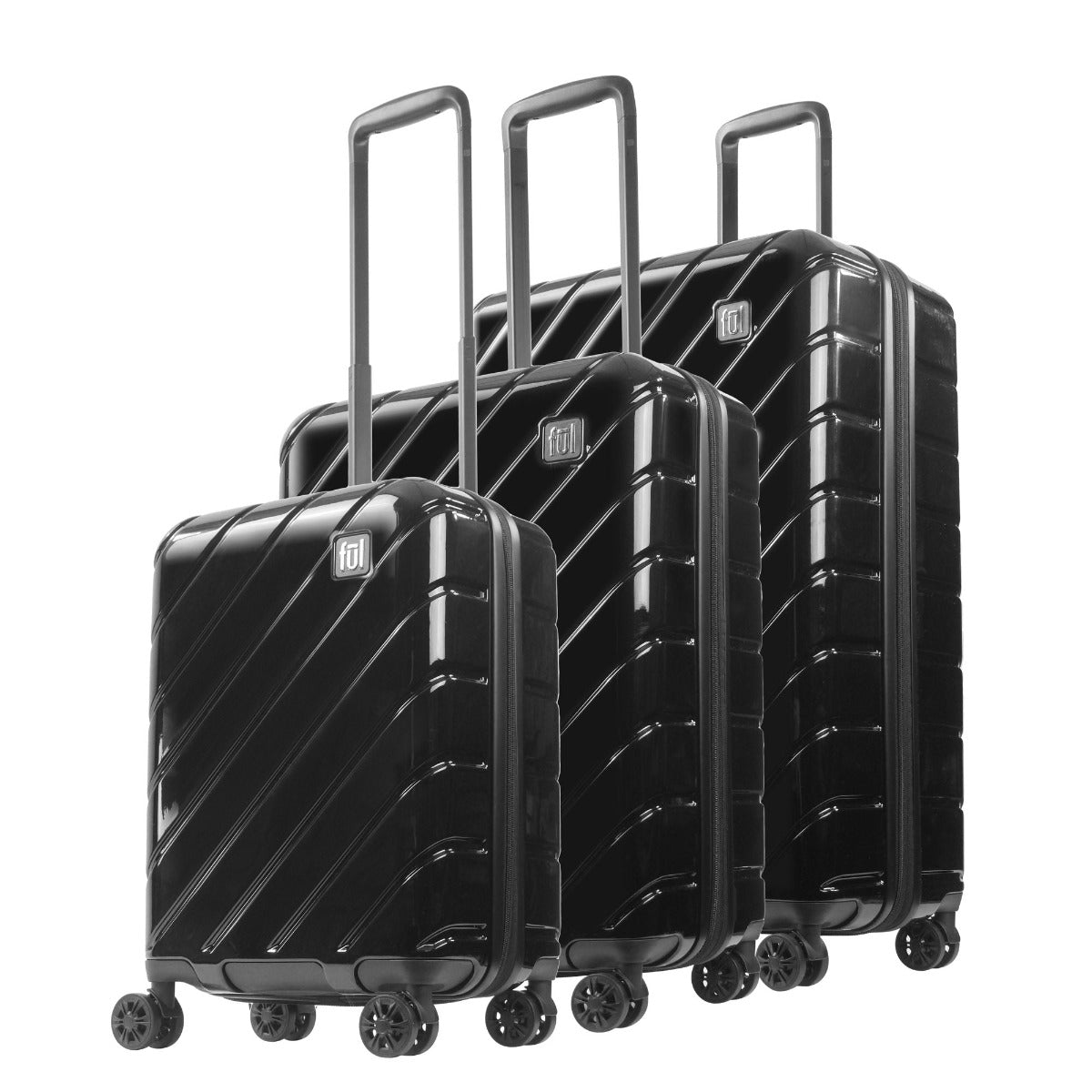 Velocity Hardside Spinner Luggage 3 Piece Checked Suitcase Black 23 inch 27 inch 31 inch