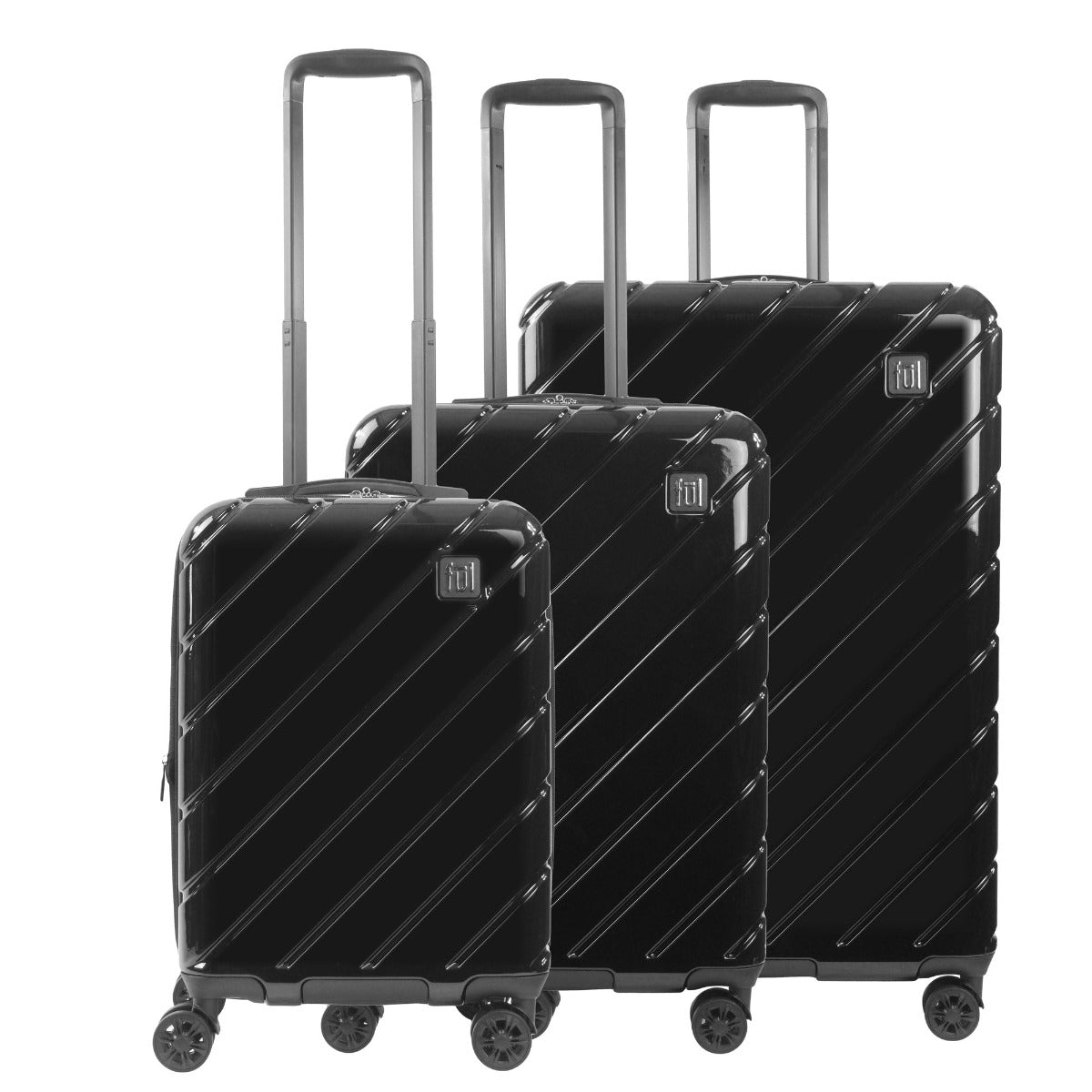 Velocity Hardside Spinner Luggage 3 Piece Checked Suitcase Black 23" 27" 31"