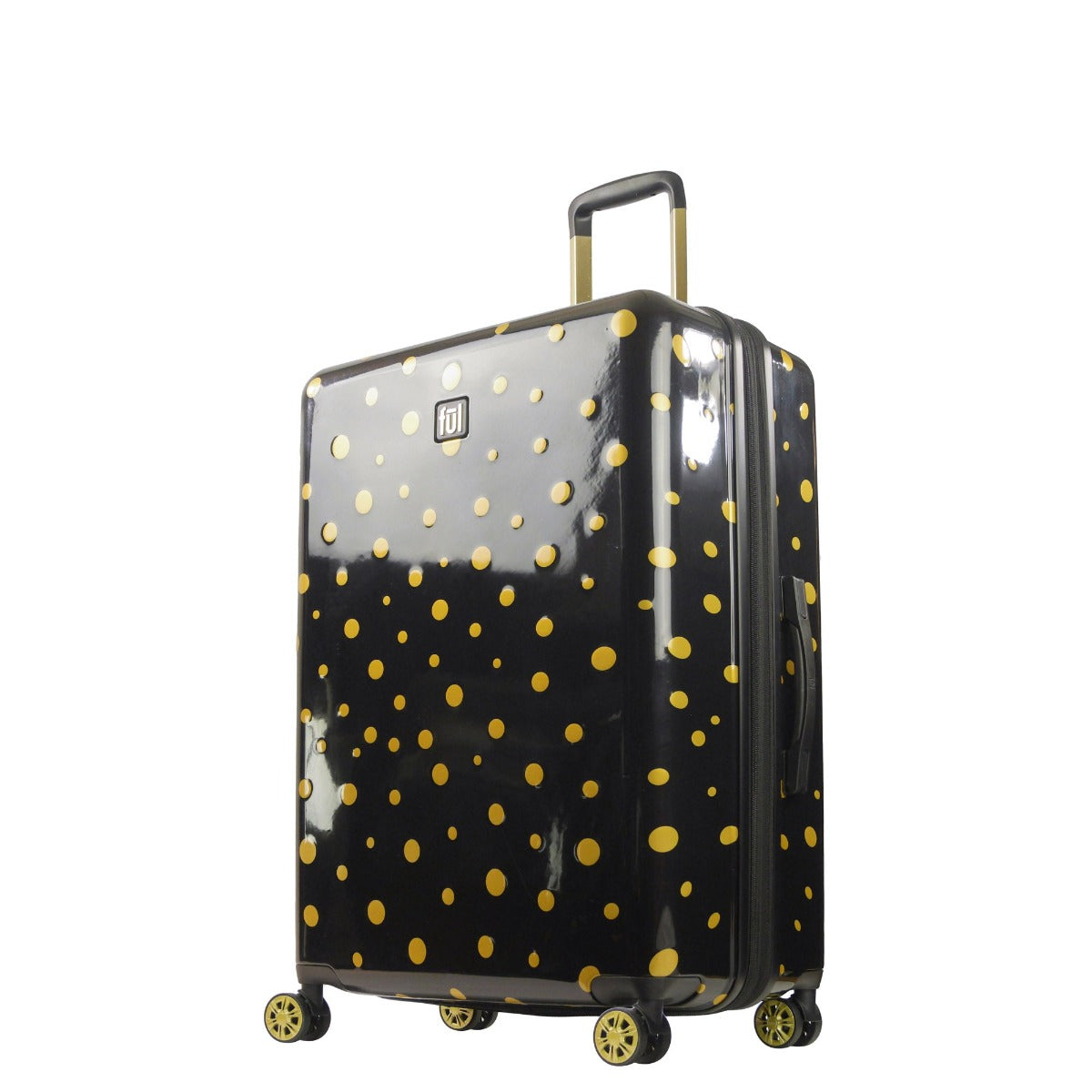 Ful Impulse Mixed Dots Hardside Spinner 31" Checked Luggage Black Gold Suitcase