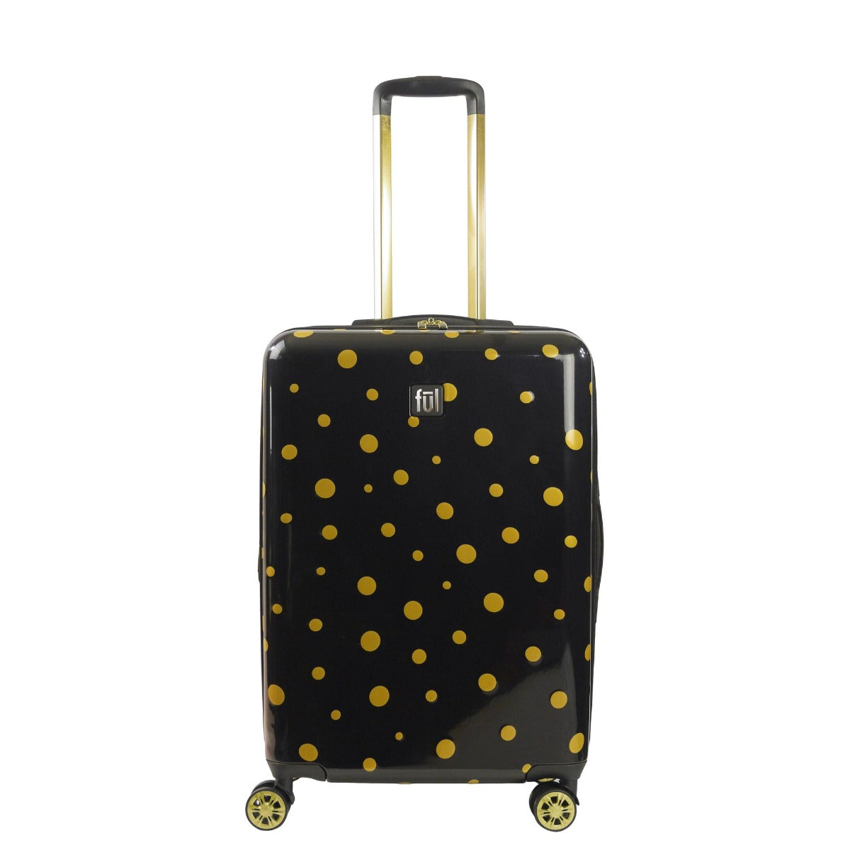 Ful Impulse Mixed Dots hardside spinner 26 inch checked luggage black gold suitcase