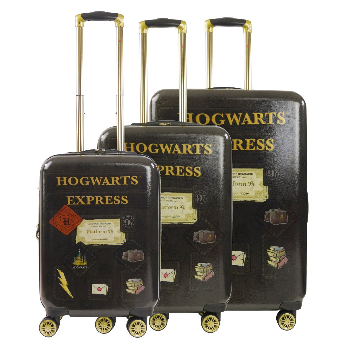 Ful WB Harry Potter Hogwart Express Hardside Printed ABS 3PC Luggage Set Black